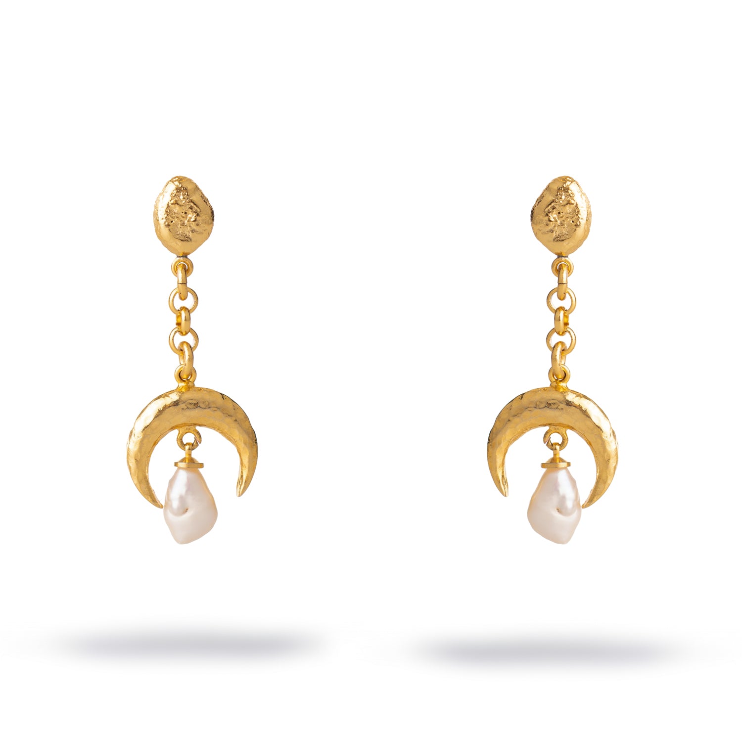 Mystic Moonlight Pearl Gold Earrings