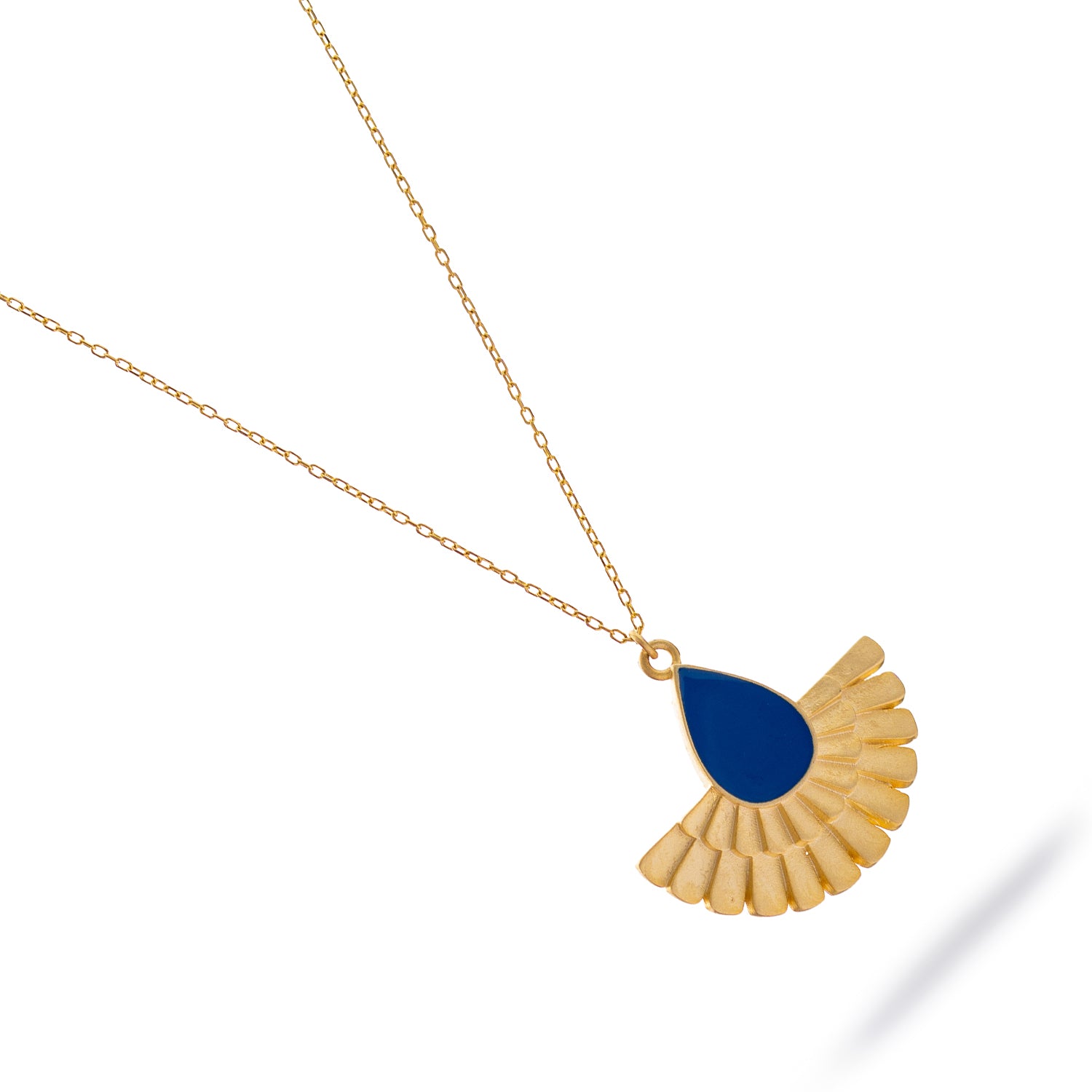 Mystic Ra Blue Enamel Gold Necklace