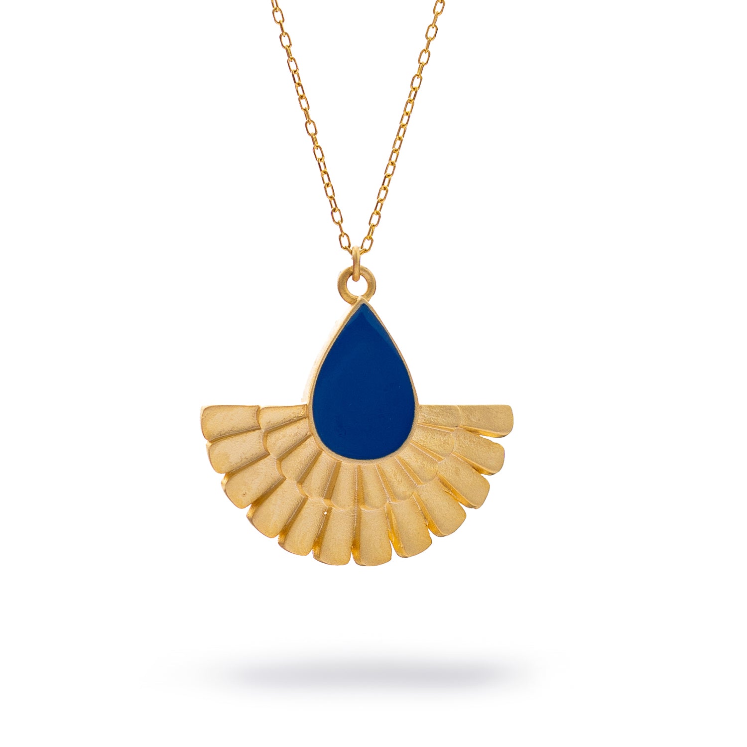 Mystic Ra Blue Enamel Gold Necklace