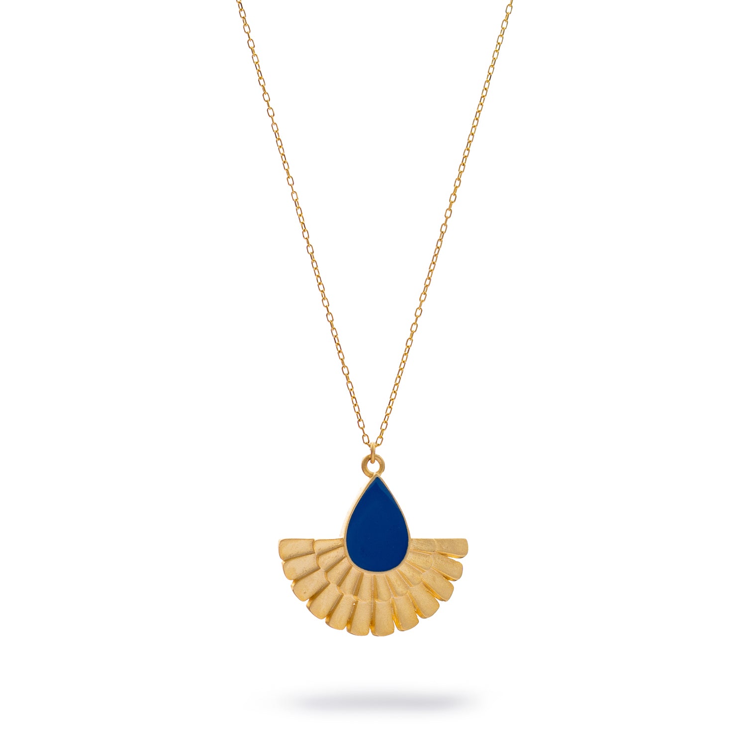 Mystic Ra Blue Enamel Gold Necklace