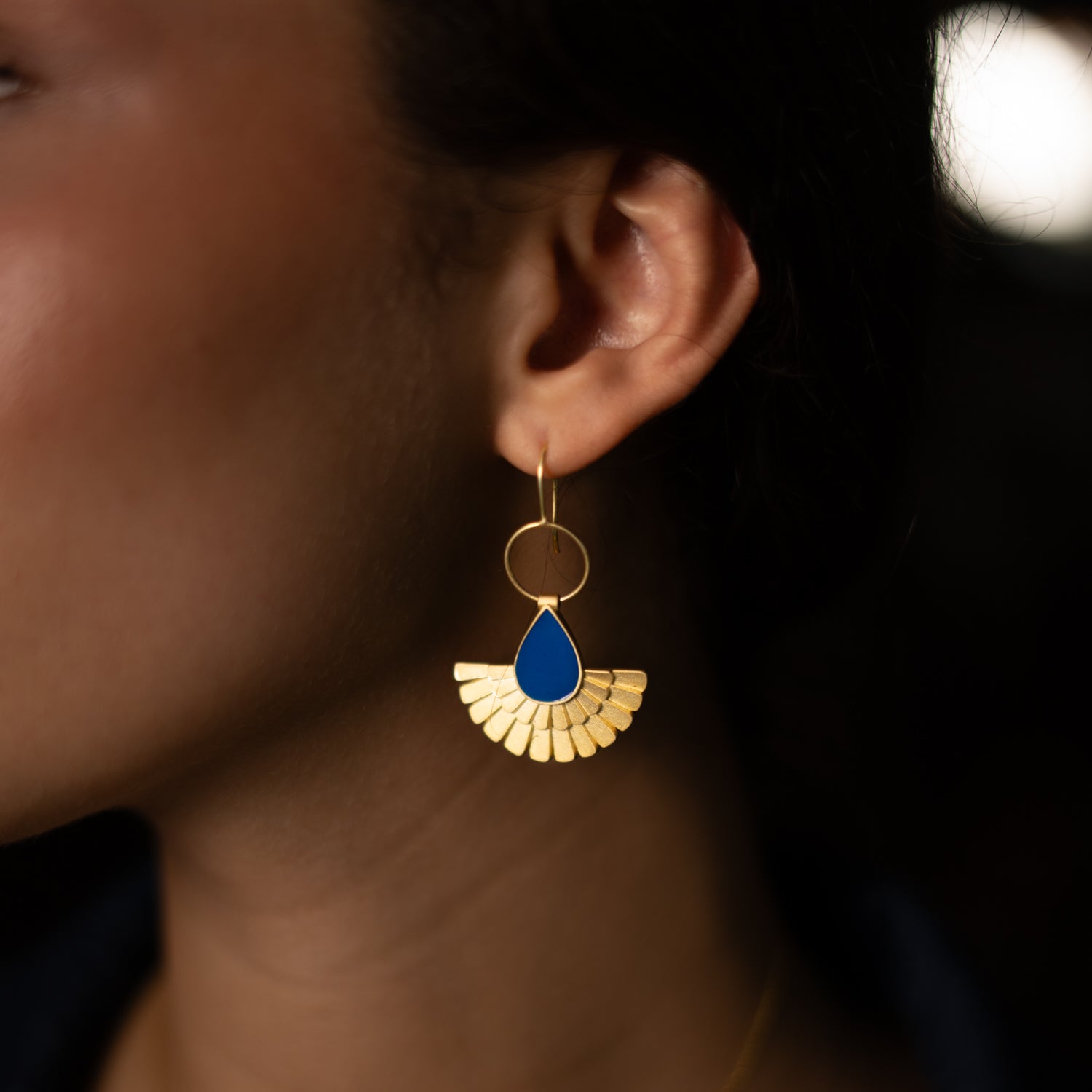 Mystic Ra Blue Enamel Gold Vermeil Earrings