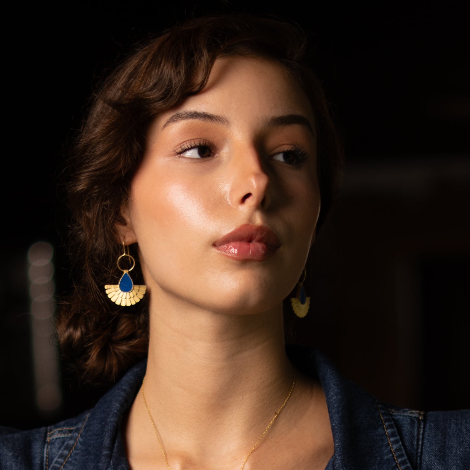 Mystic Ra Blue Enamel Gold Vermeil Earrings