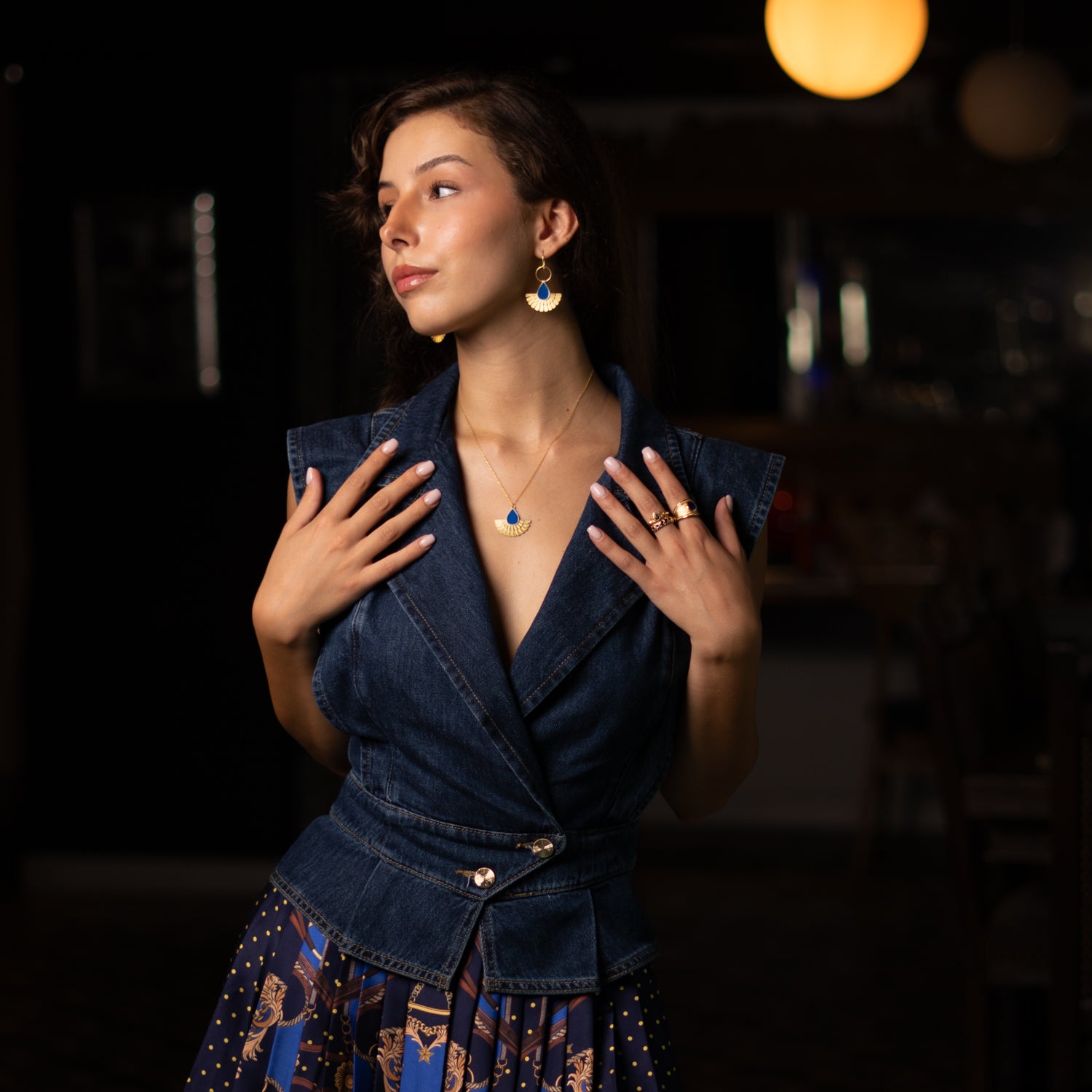 Mystic Ra Blue Enamel Gold Vermeil Earrings