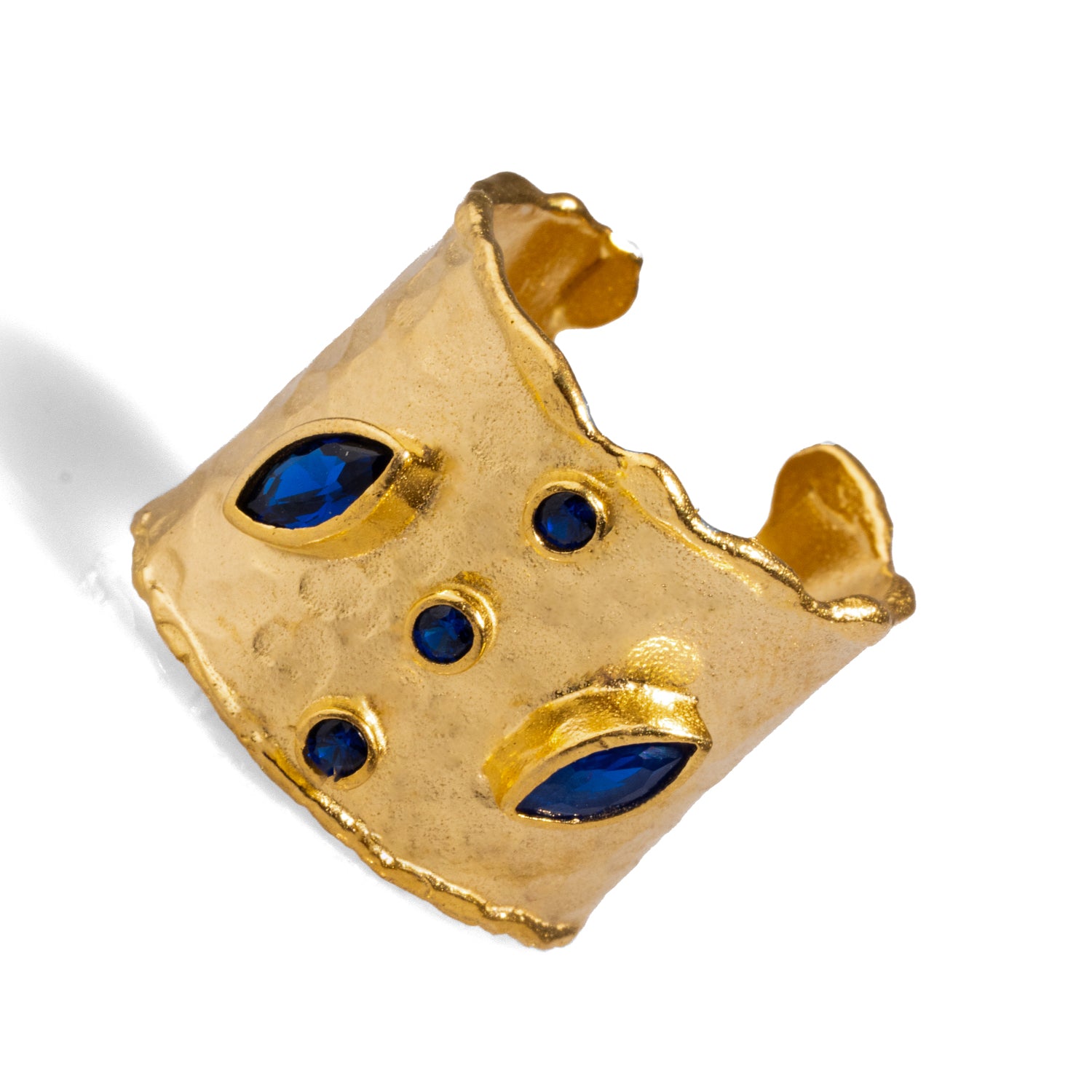 "Adjustable Sapphire Cuff Ring - Mystical Elegance for Standout Jewelry Lovers"