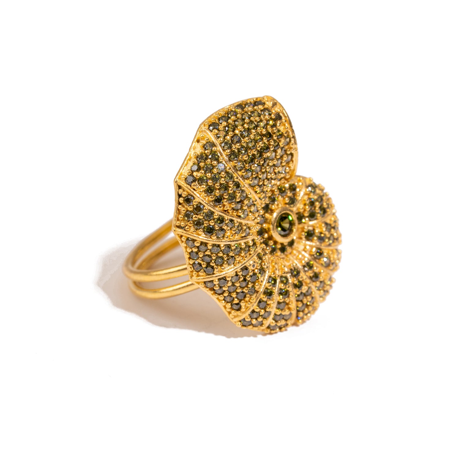Mystic Shell Gold Adjustable Chunky Ring
