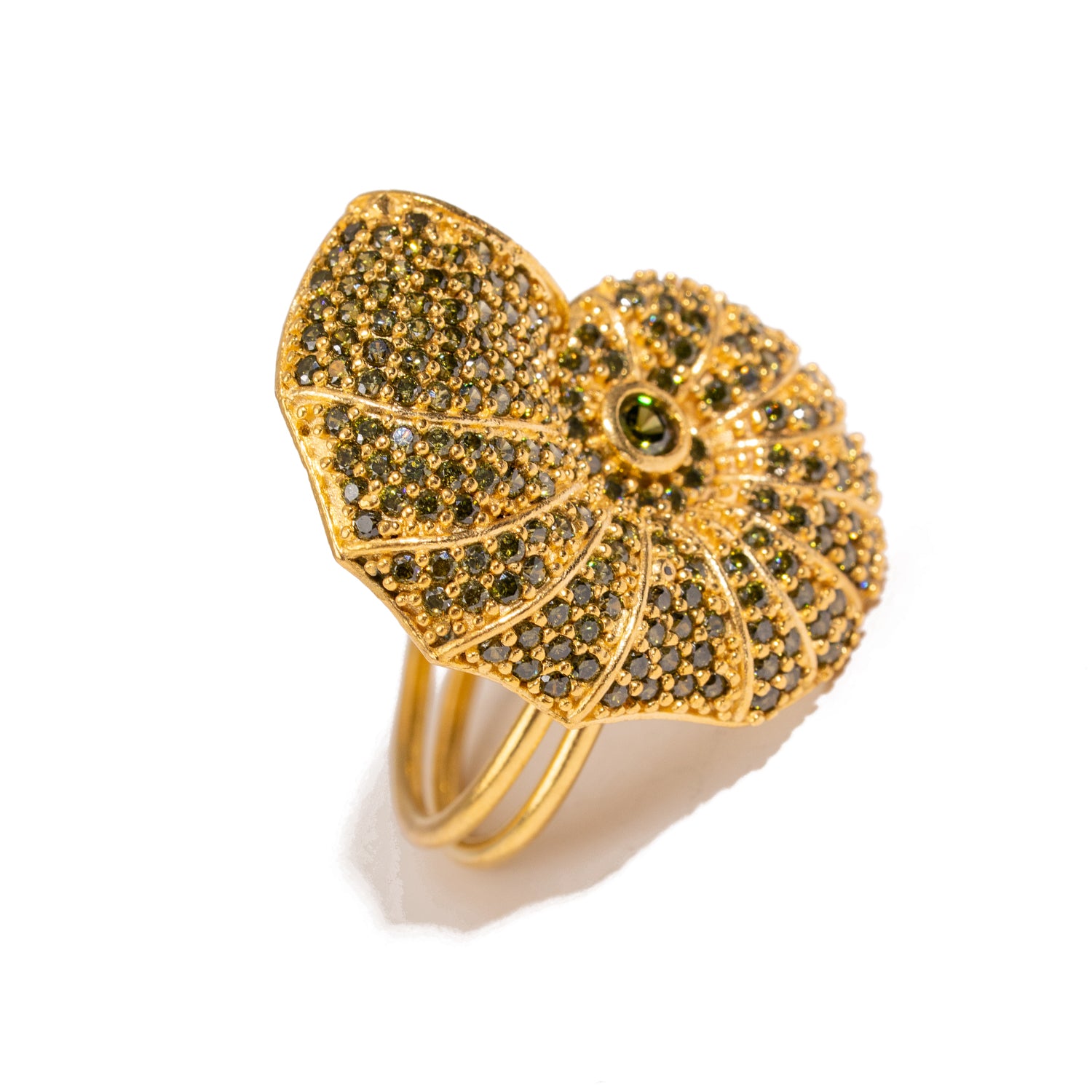 Mystic Shell Gold Adjustable Chunky Ring