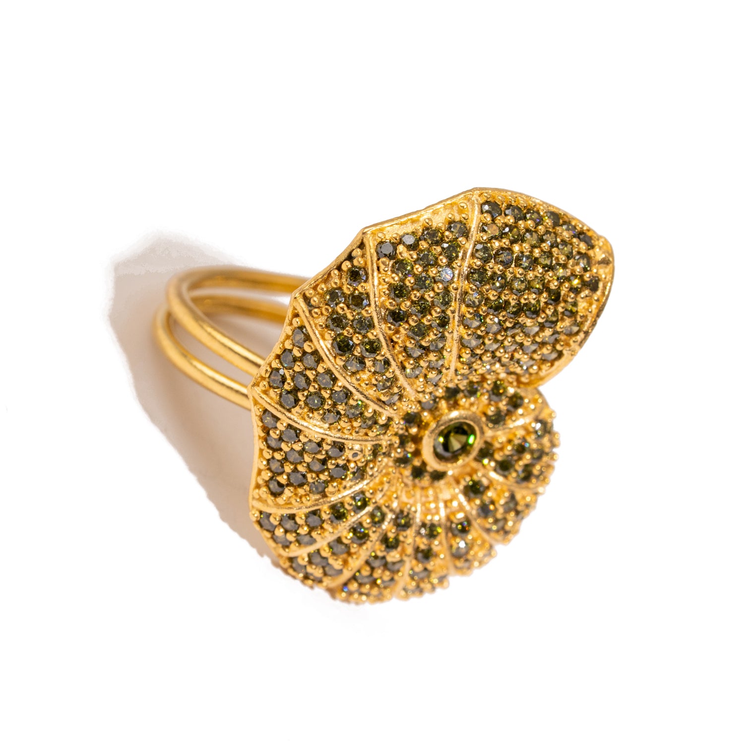 Mystic Shell Gold Adjustable Chunky Ring