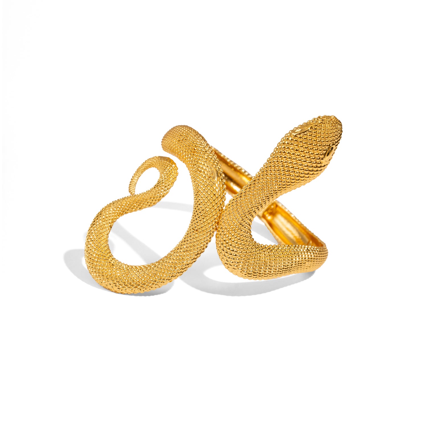 Mystic Snake Guardian Gold Chunky Adjustable Cuff Bracelet