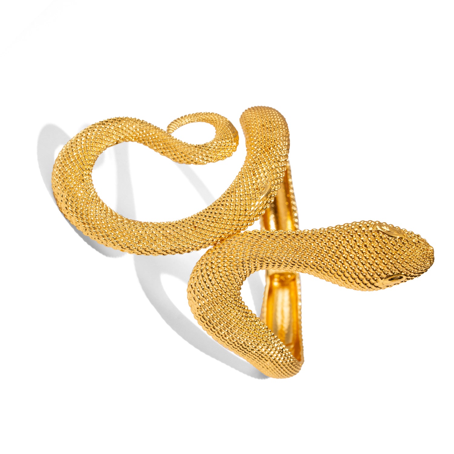 Mystic Snake Guardian Gold Chunky Adjustable Cuff Bracelet