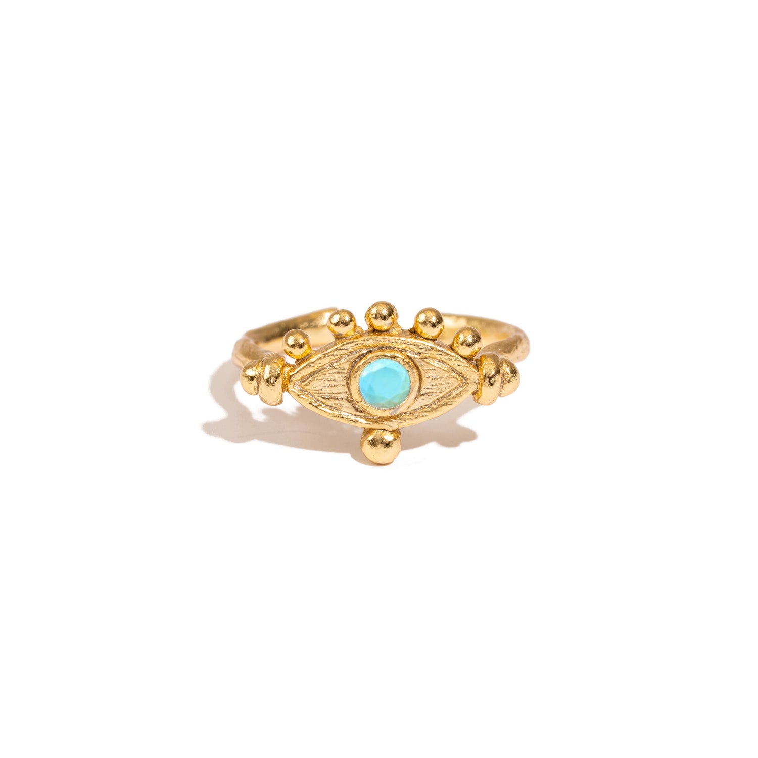 Mystic Turquoise Evil Eye Gold Adjustable Band Ring