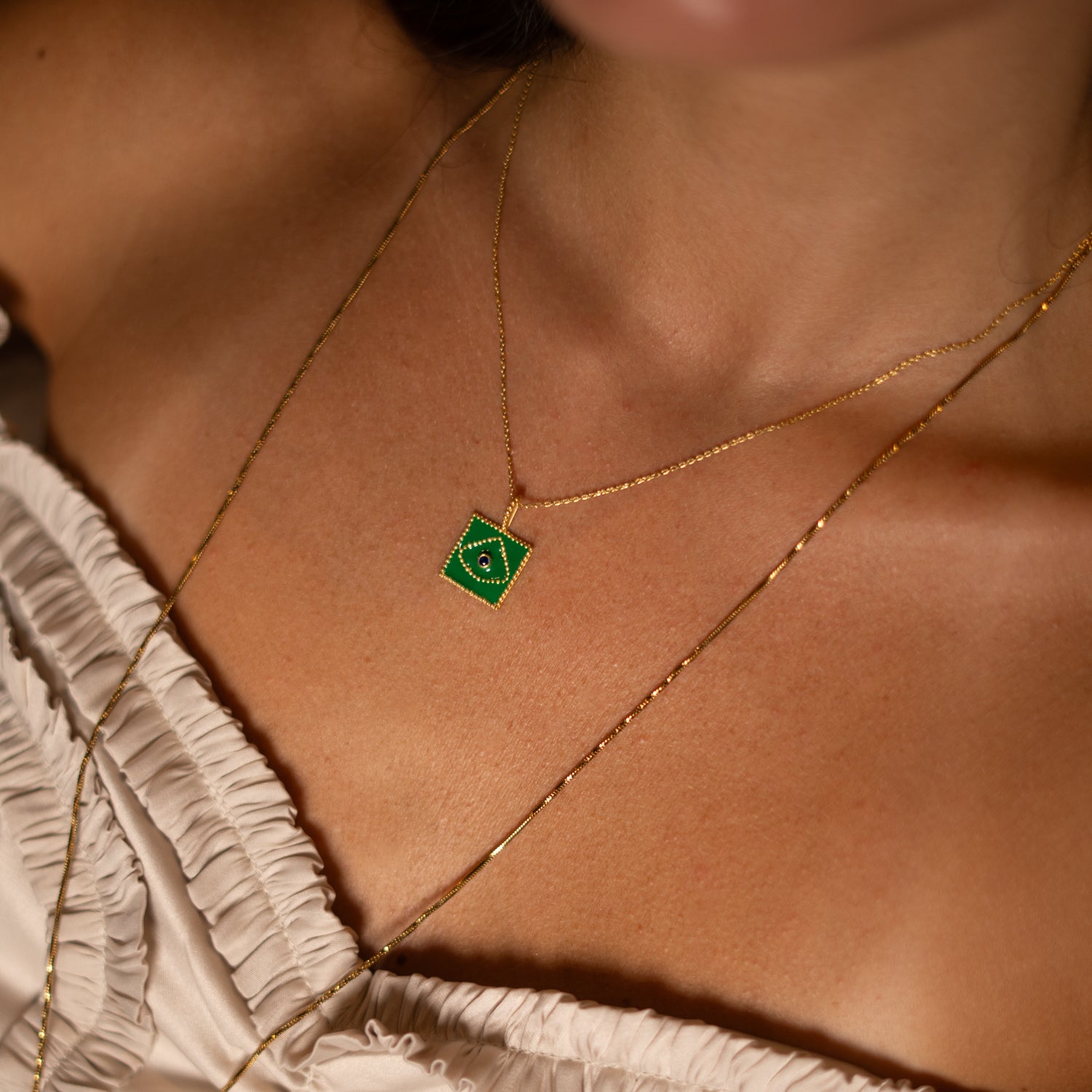 Mystic Verde Evil Eye Gold Necklace