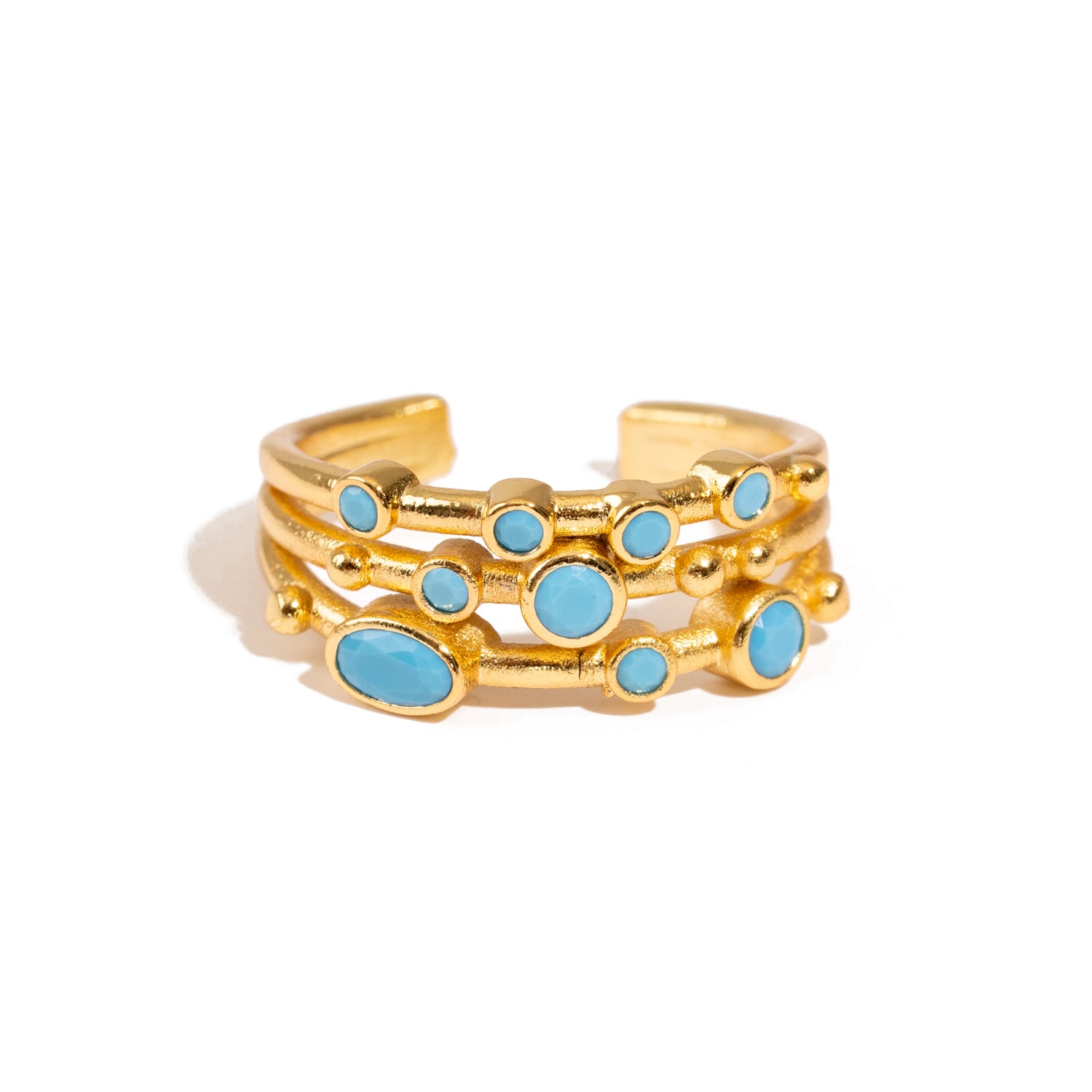 Mystic Waves Turquoise Gold Adjustable Ring