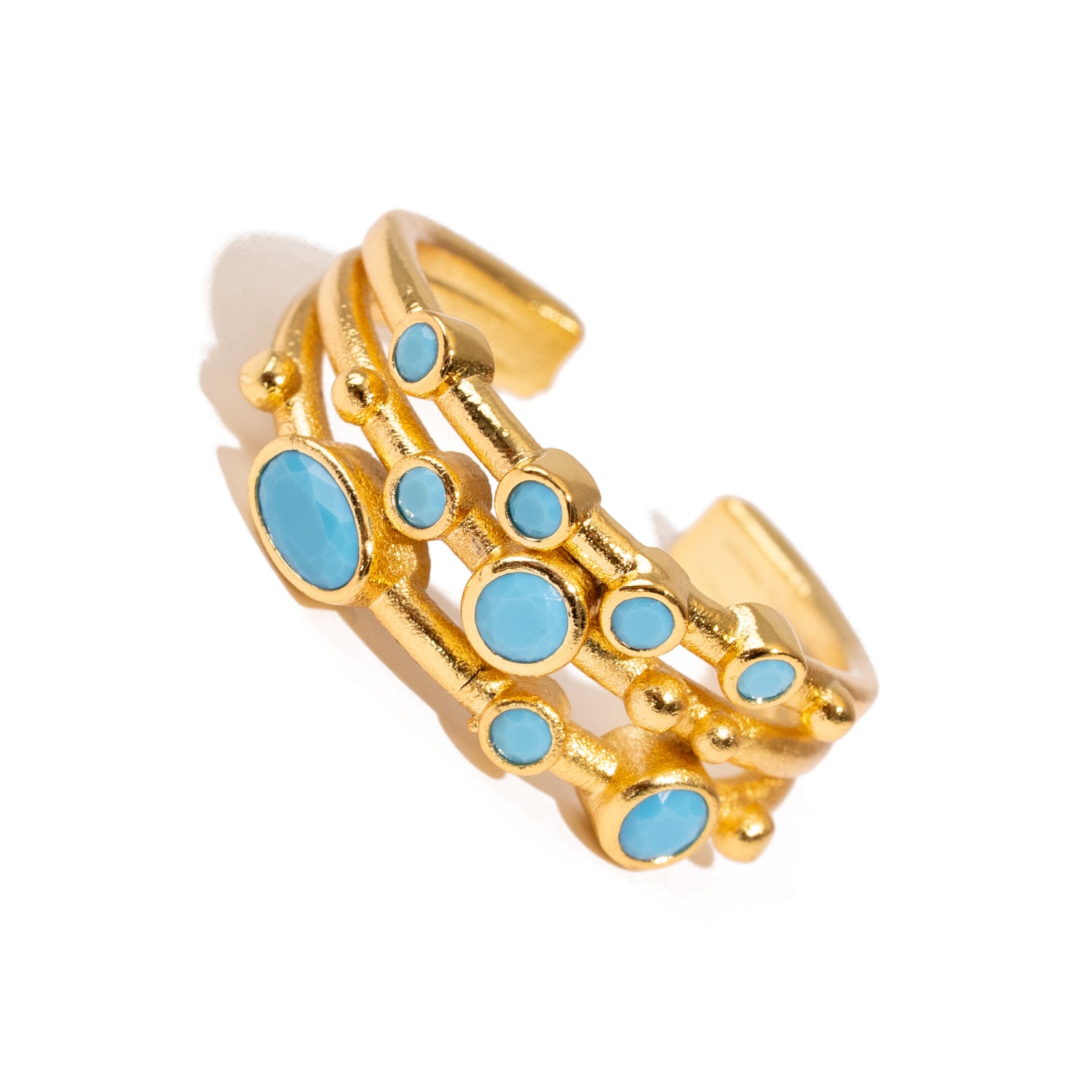 Mystic Waves Turquoise Gold Adjustable Ring