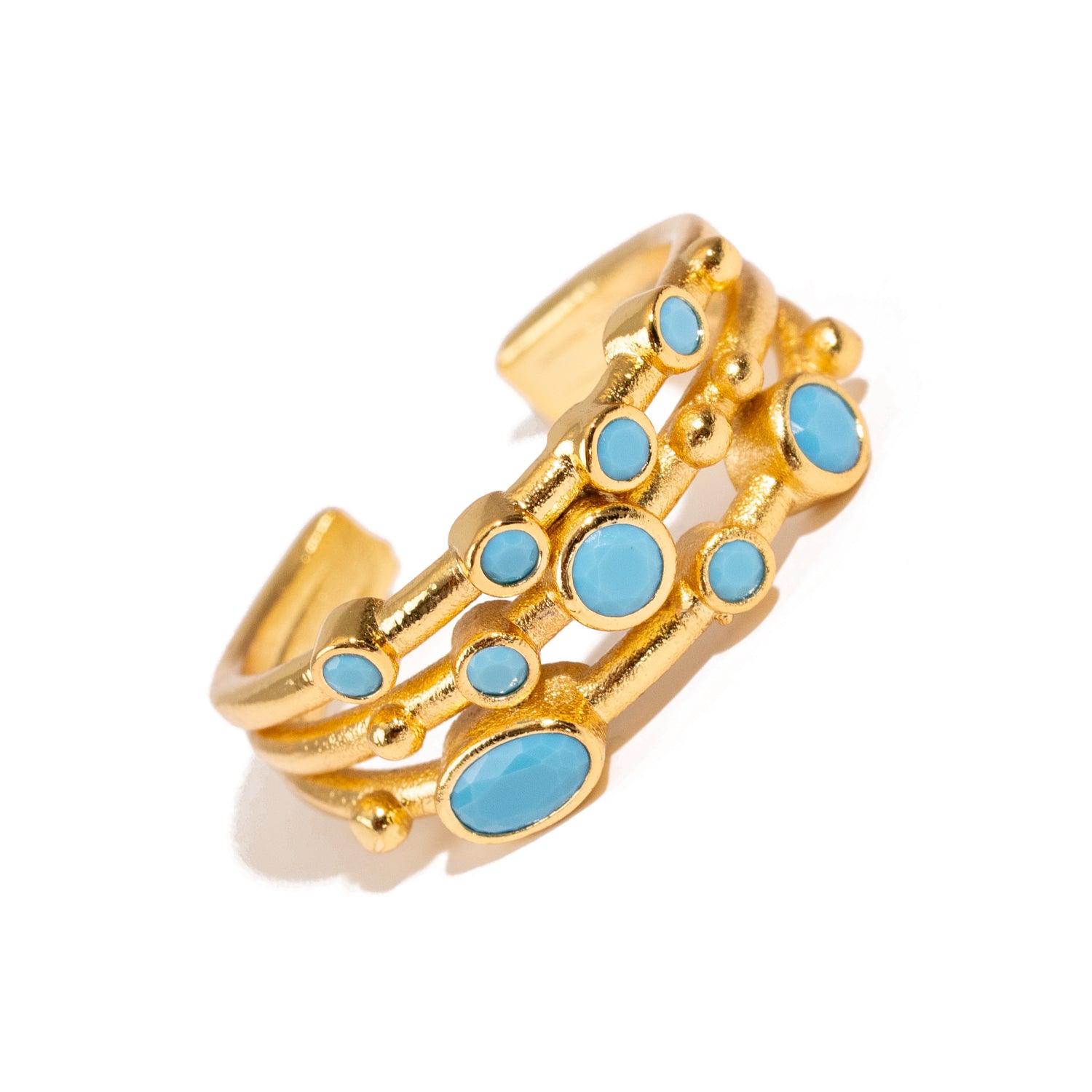 Mystic Waves Turquoise Gold Adjustable Ring