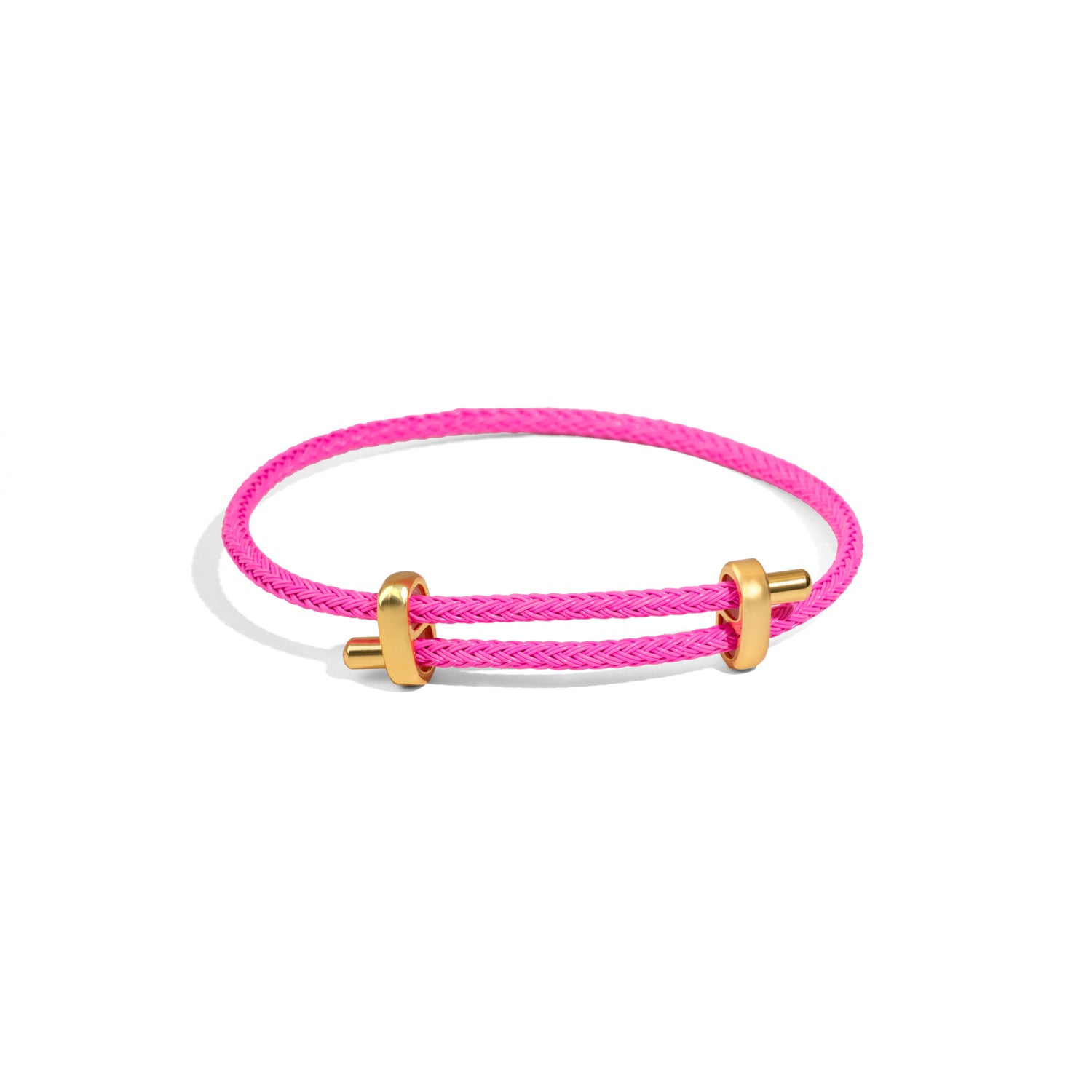 Minimalist bracelet in neon pink with luxe gold accents