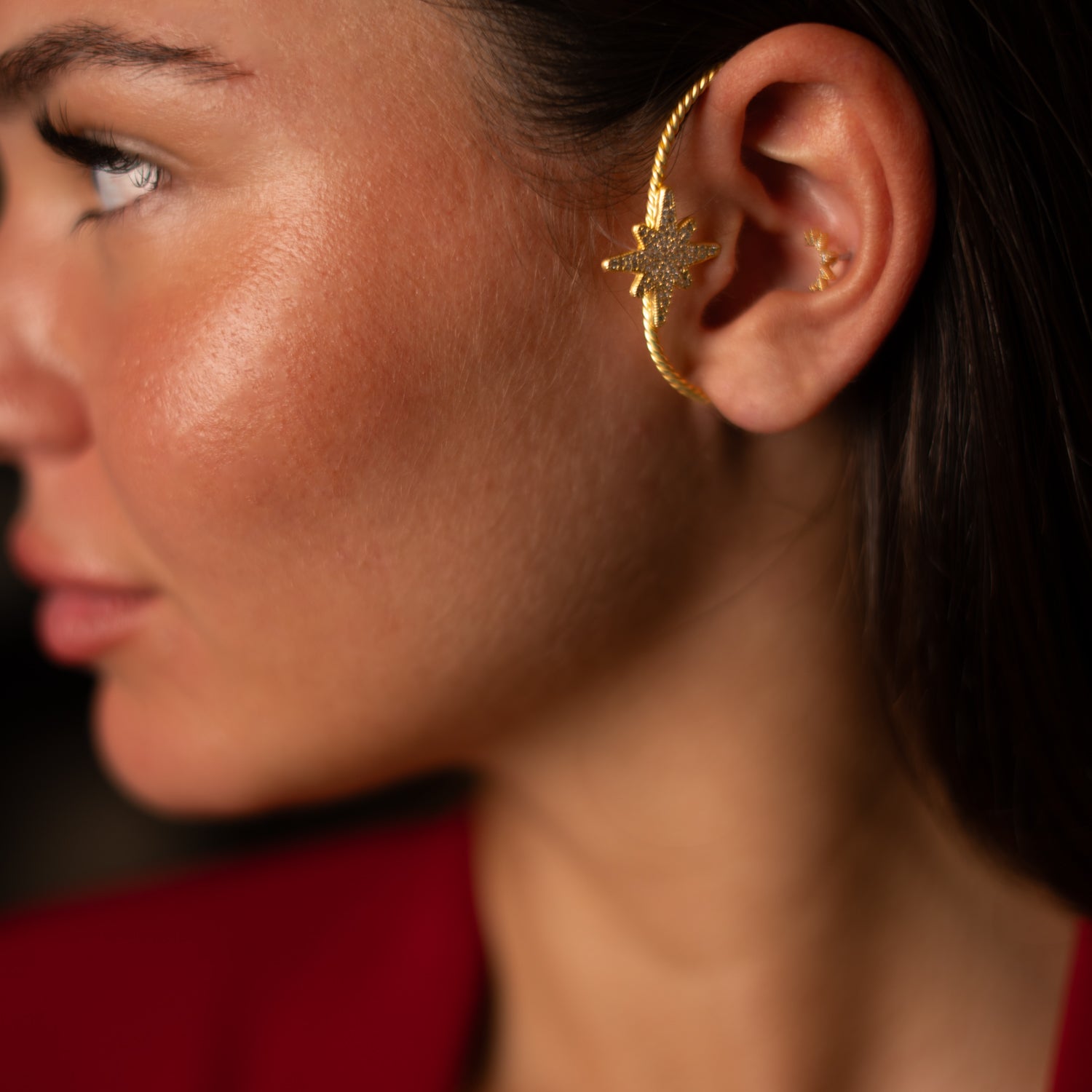 North Star Sparkle Gold Vermeil Unique Ear Cuff