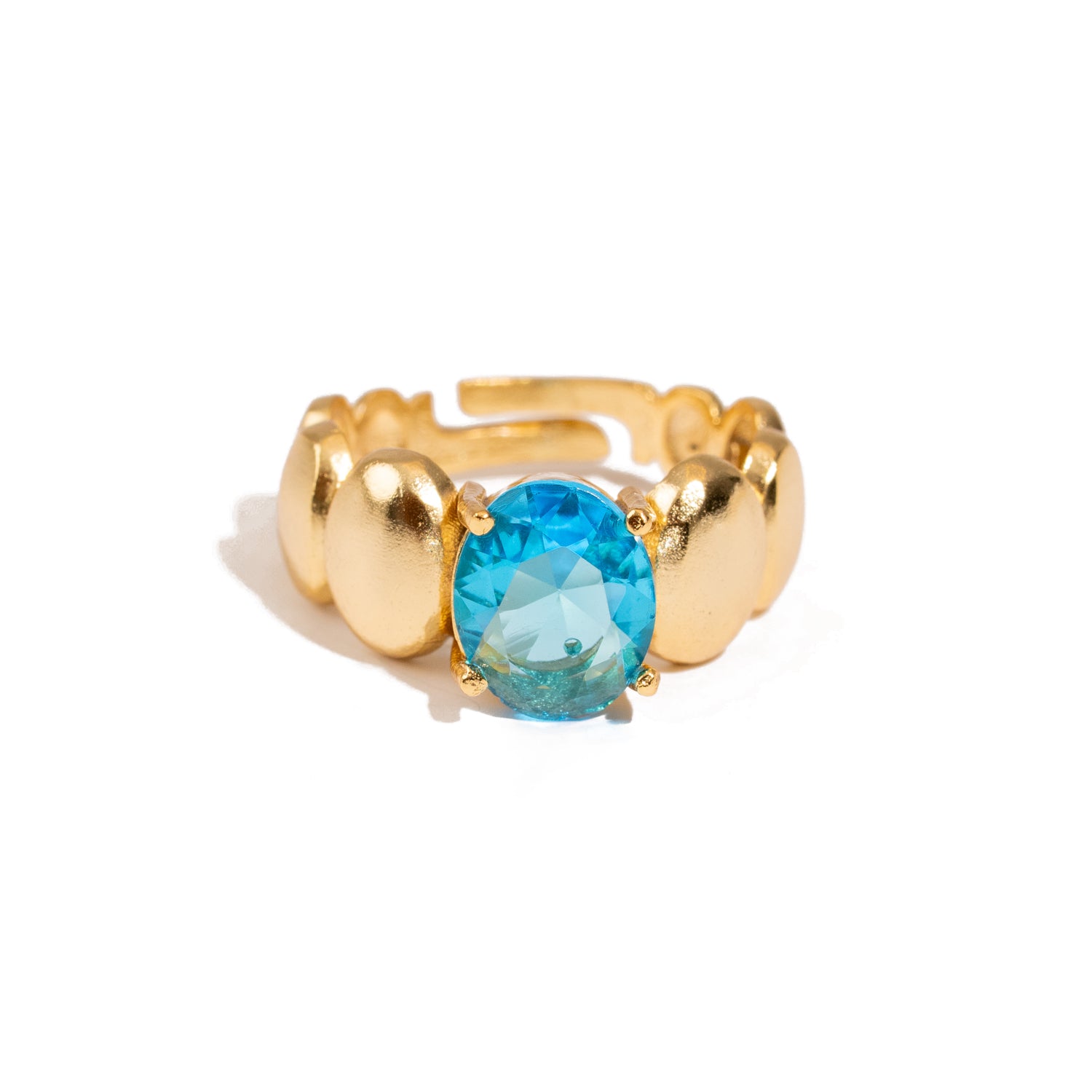 Ocean Glow Blue Topaz Gold Adjustable Ring