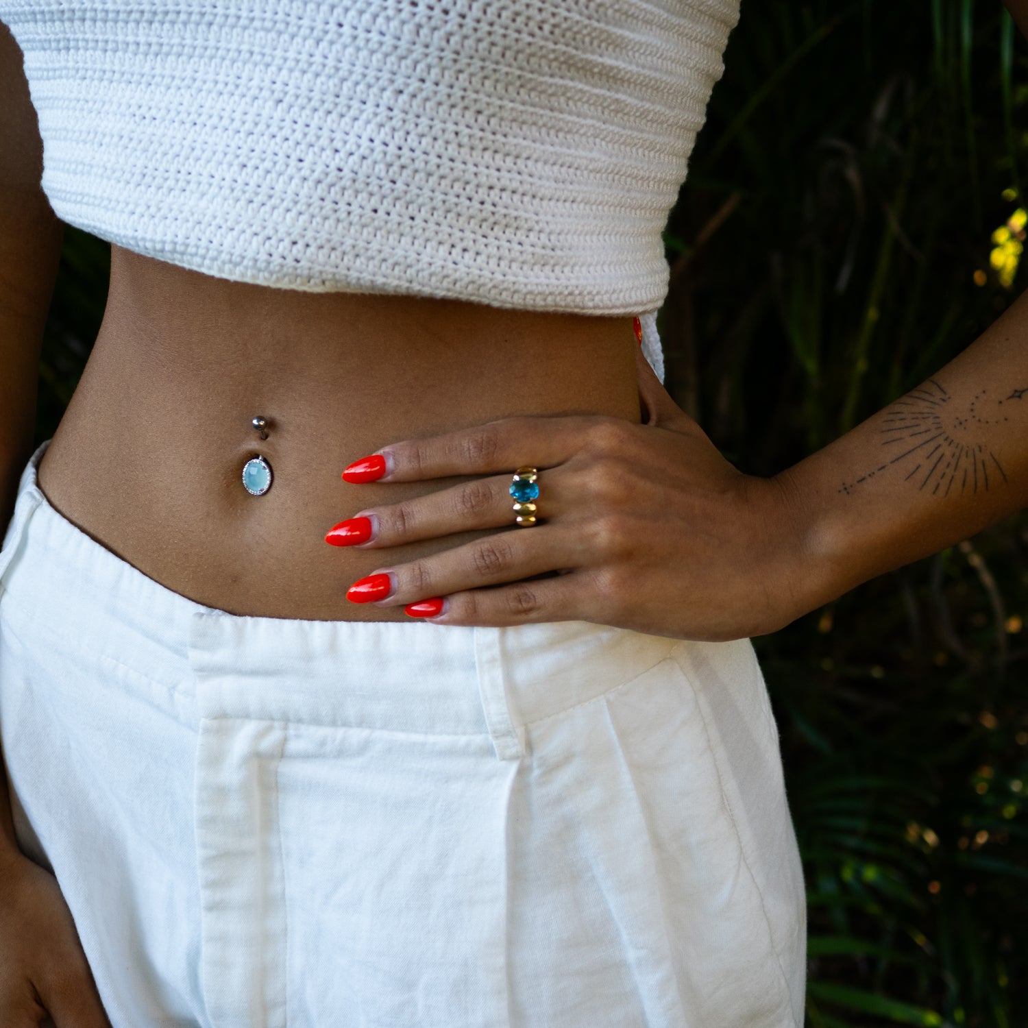 Ocean Glow Blue Topaz Gold Adjustable Ring