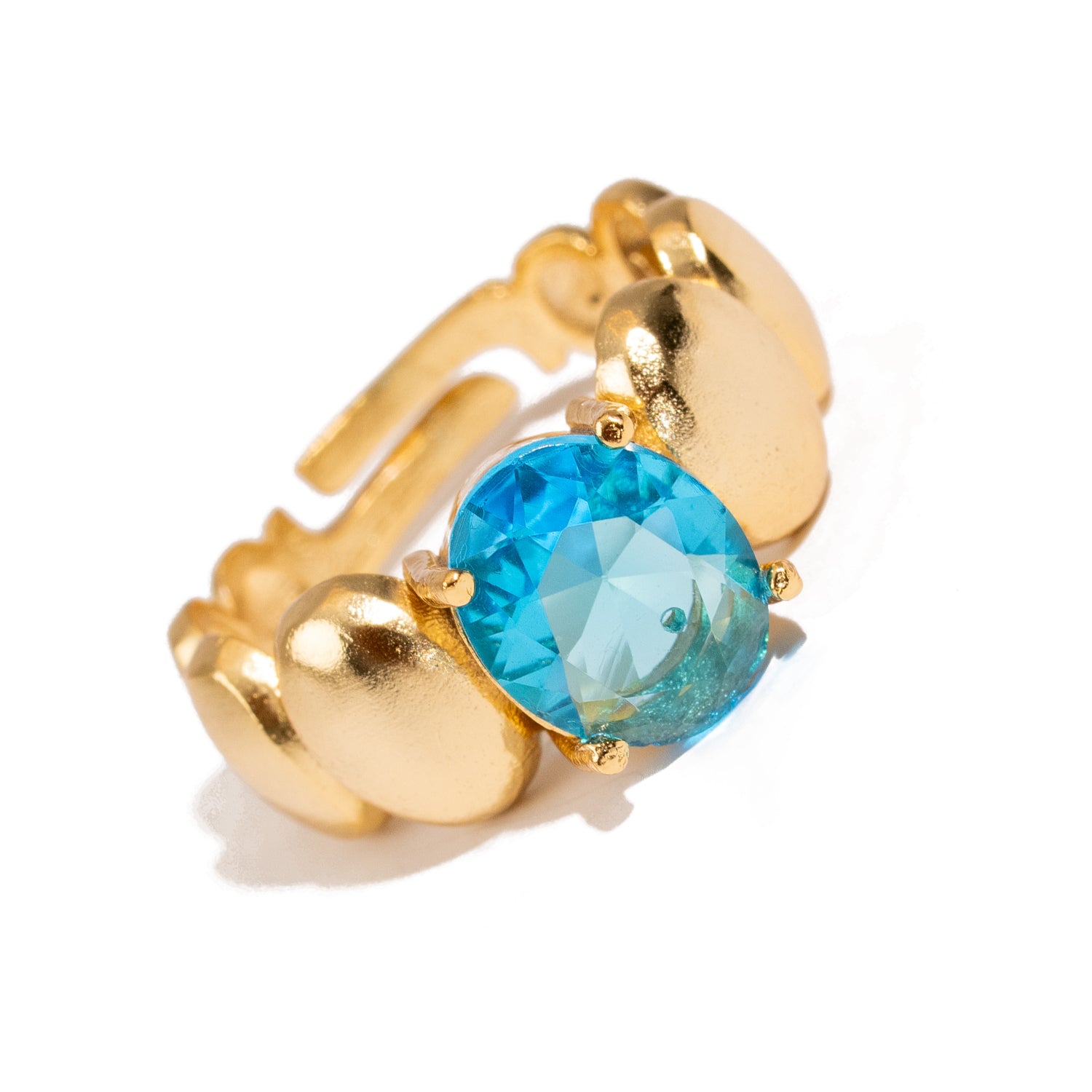 Ocean Glow Blue Topaz Gold Adjustable Ring