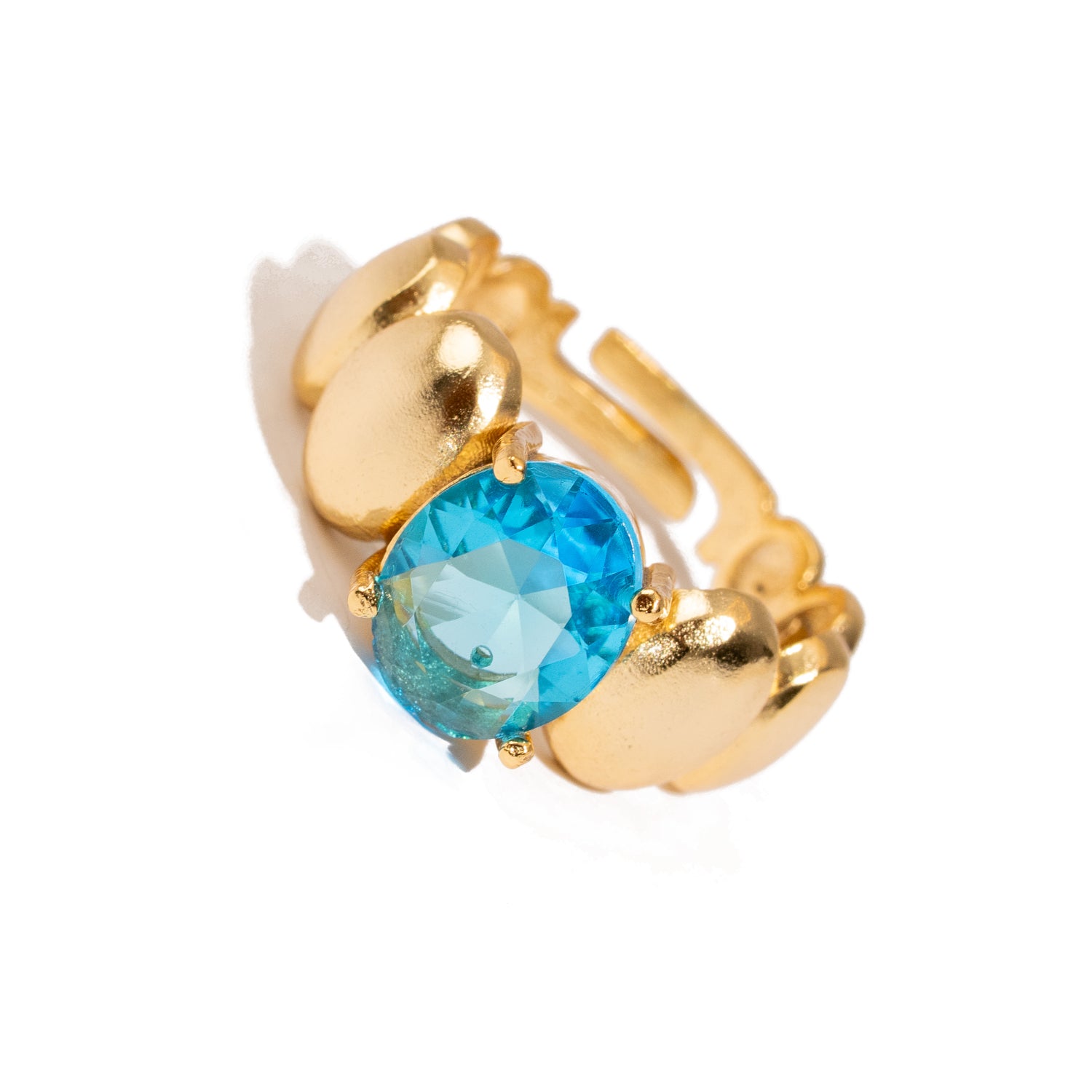 Ocean Glow Blue Topaz Gold Adjustable Ring