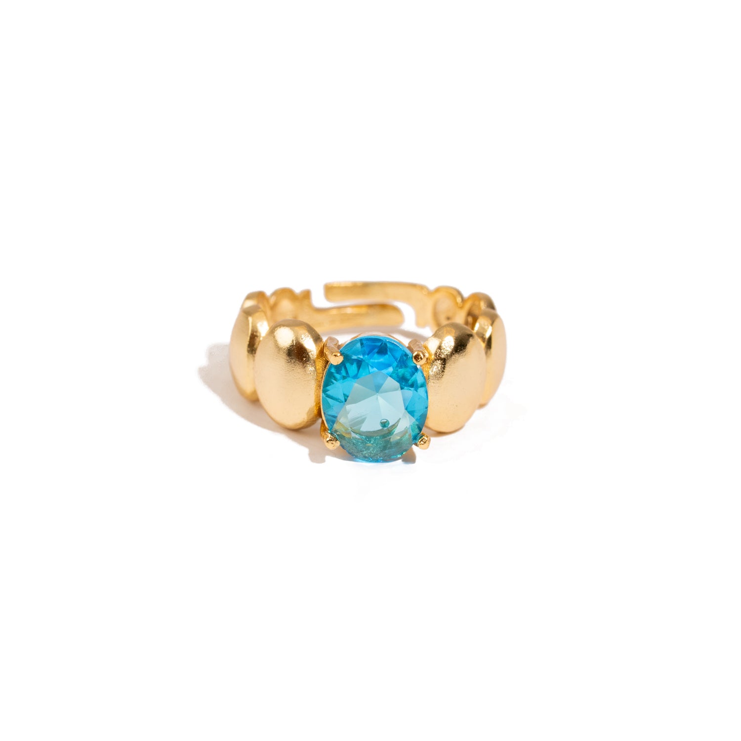 Ocean Glow Blue Topaz Gold Adjustable Ring