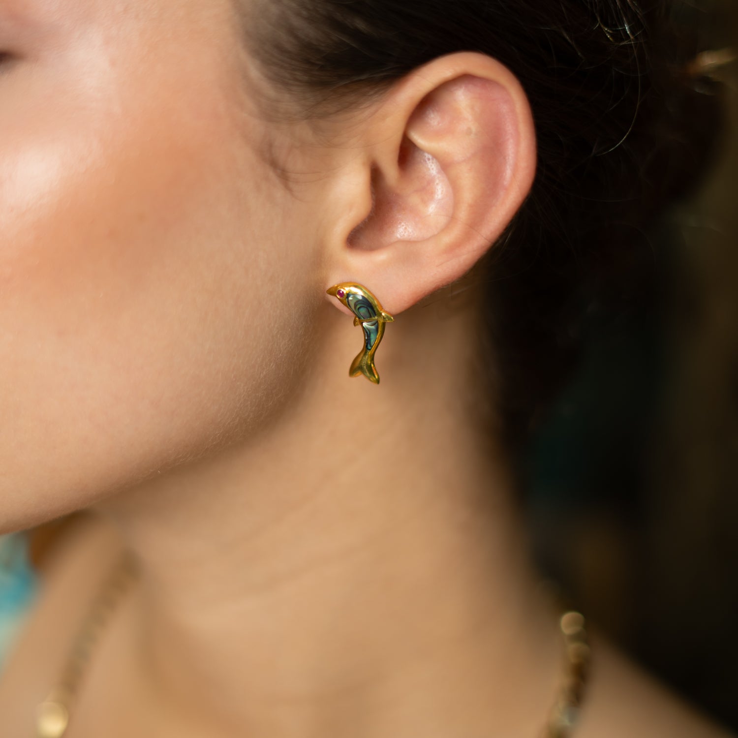 Ocean Joy Dolphin Pearl Stud Earrings