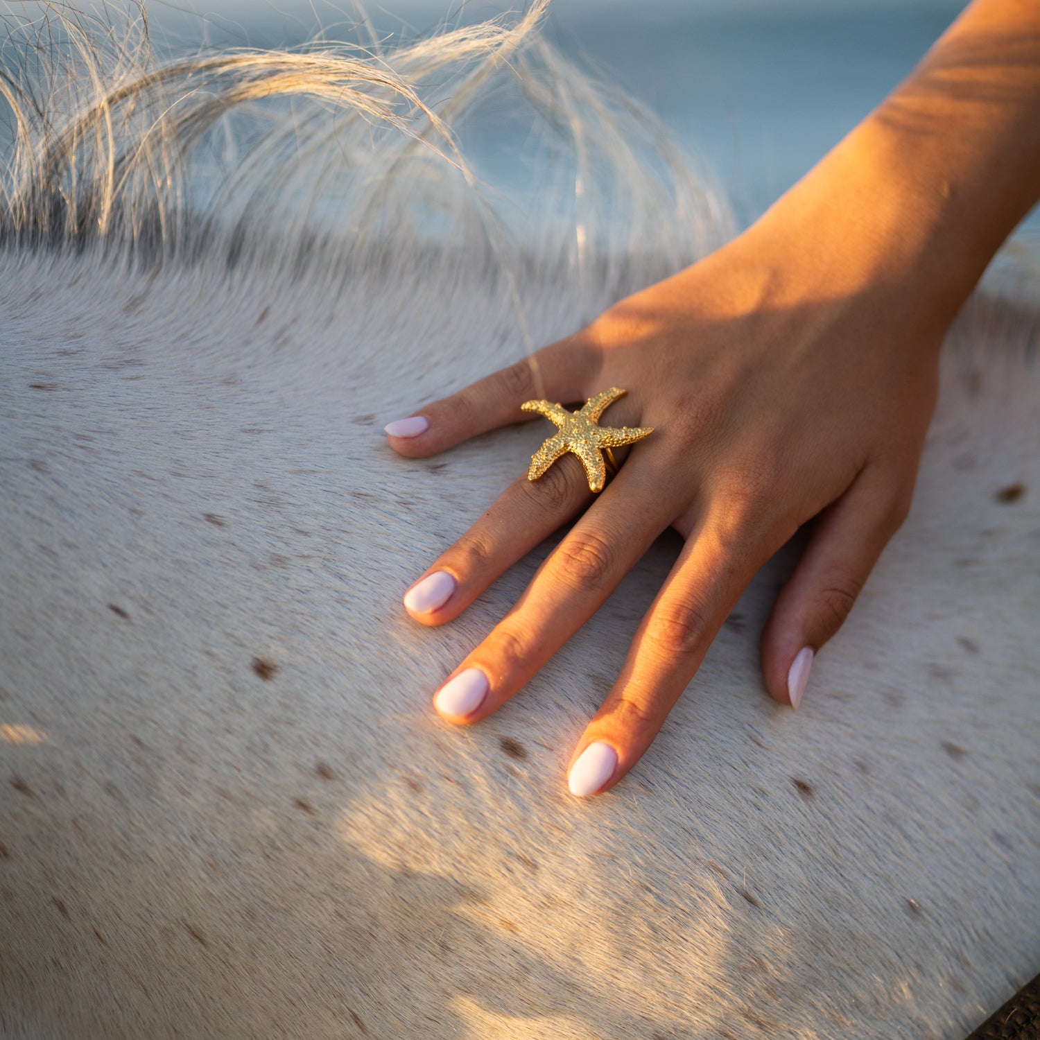 Ocean Spirit Starfish Gold Adjustable Ring