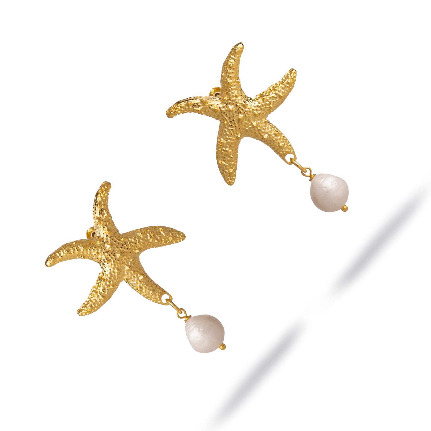 Ocean Spirit Starfish Pearl Gold Earrings