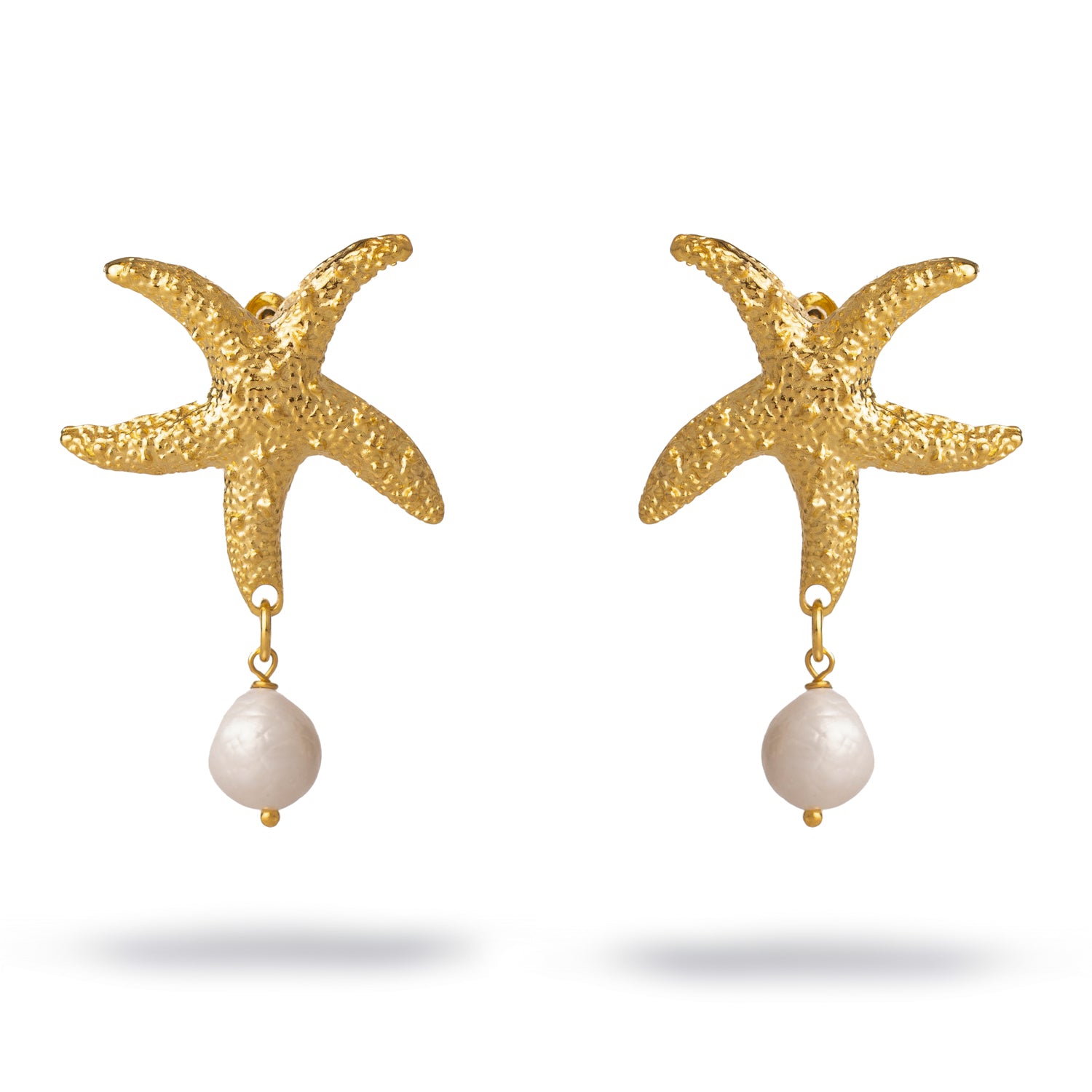 Ocean Spirit Starfish Pearl Gold Earrings