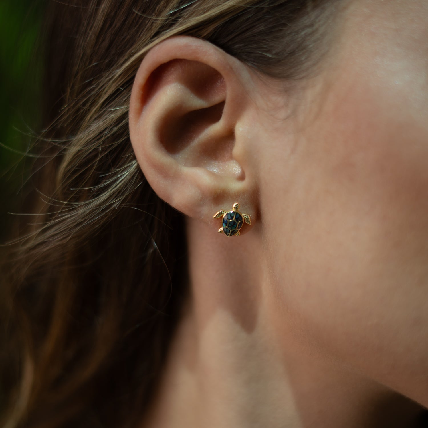 Ocean Spirit Turtle Pearl Stud Earrings
