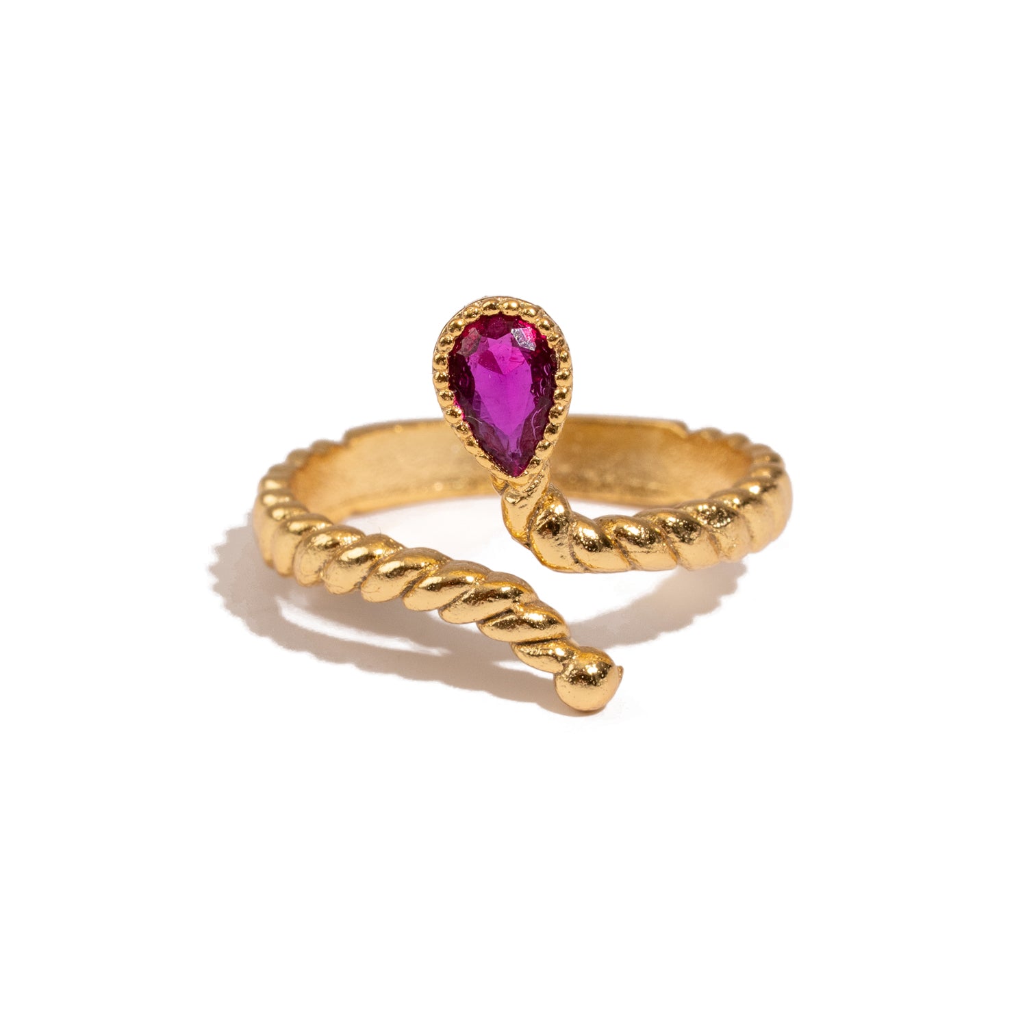 Passion Teardrop Ruby Gold Adjustable Ring