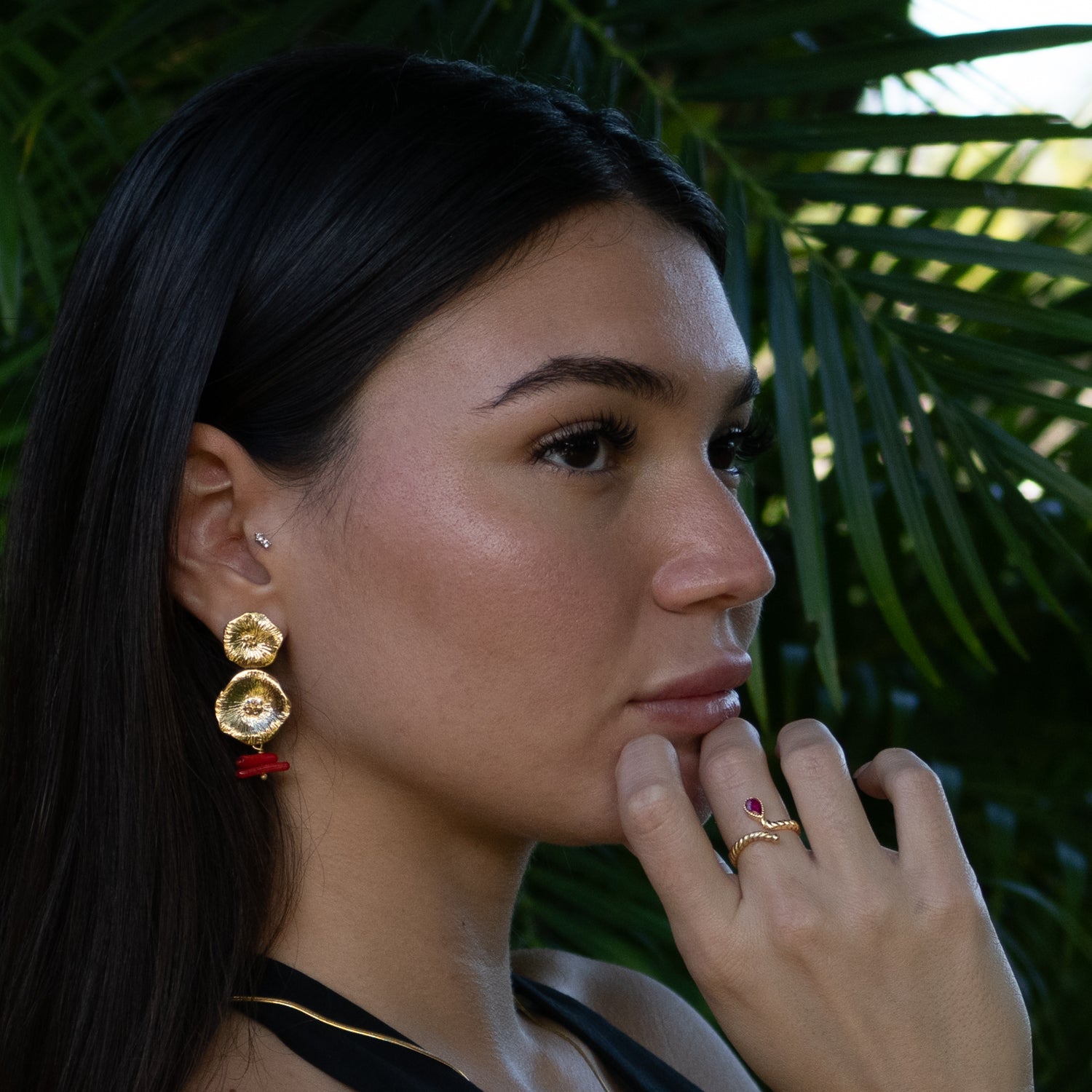Passion Teardrop Ruby Gold Adjustable Ring