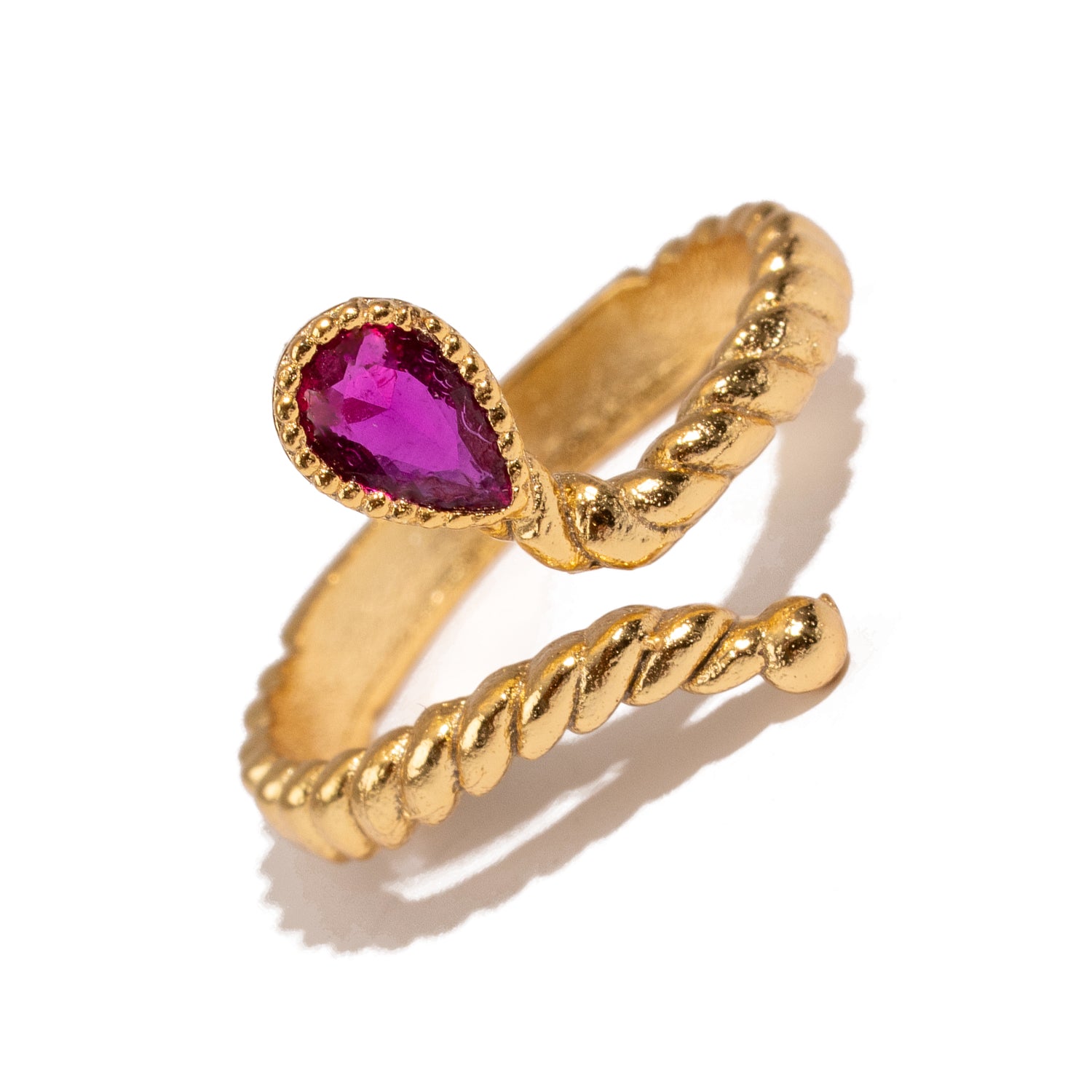 Passion Teardrop Ruby Gold Adjustable Ring