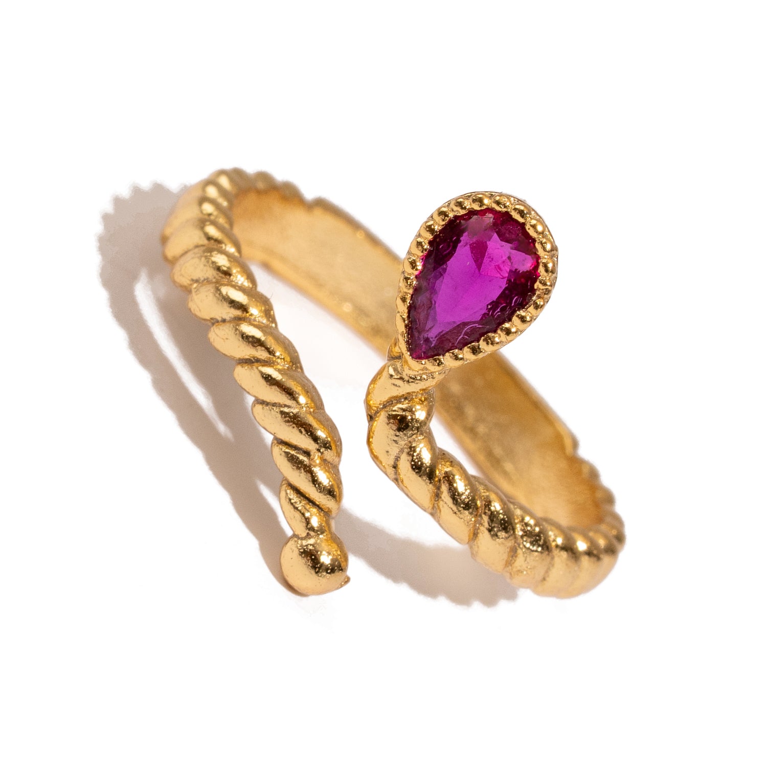 Passion Teardrop Ruby Gold Adjustable Ring