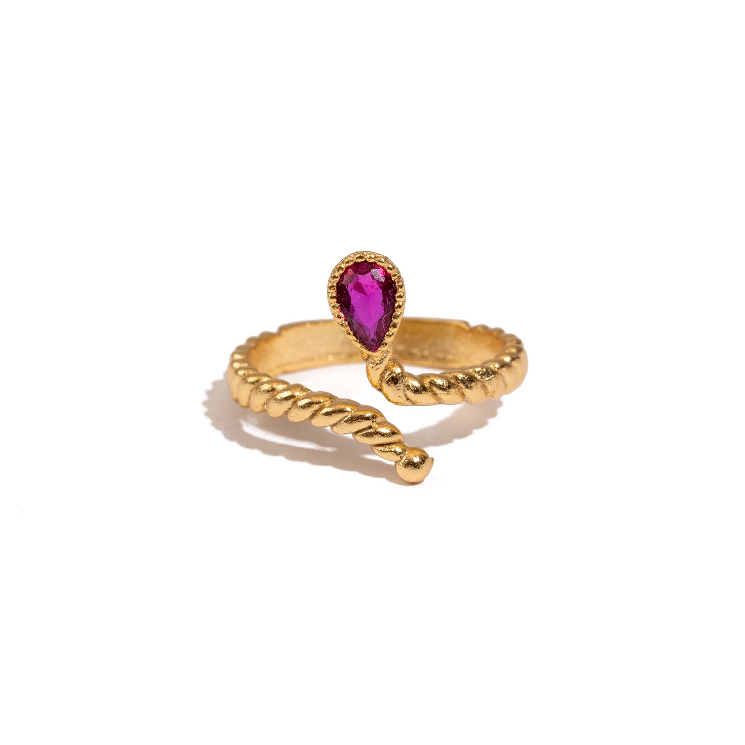 Passion Teardrop Ruby Gold Adjustable Ring