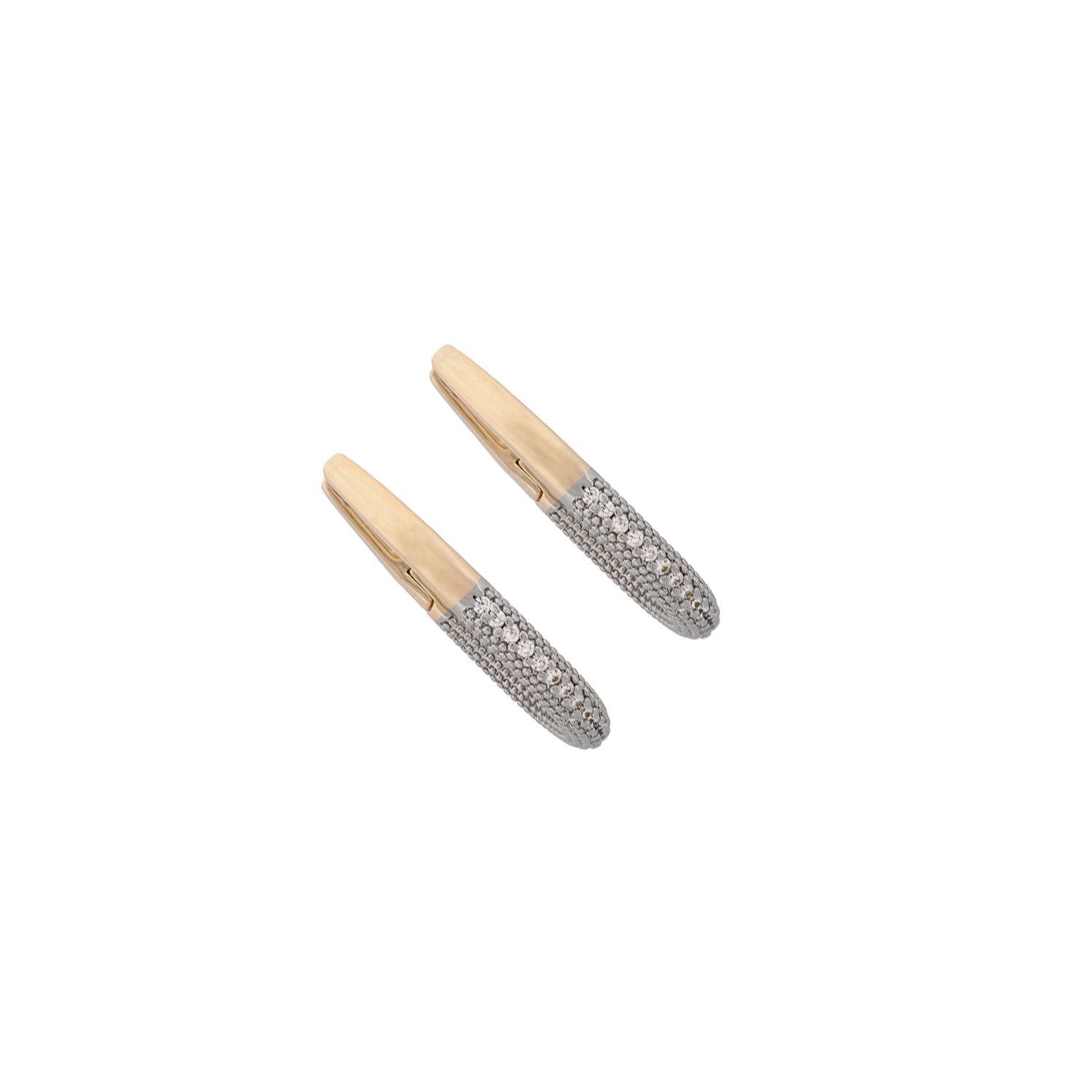 Sophisticated Pave Diamonds Hoop Earrings with CZ stones and an 18K gold-plated base, ideal for special occasions.