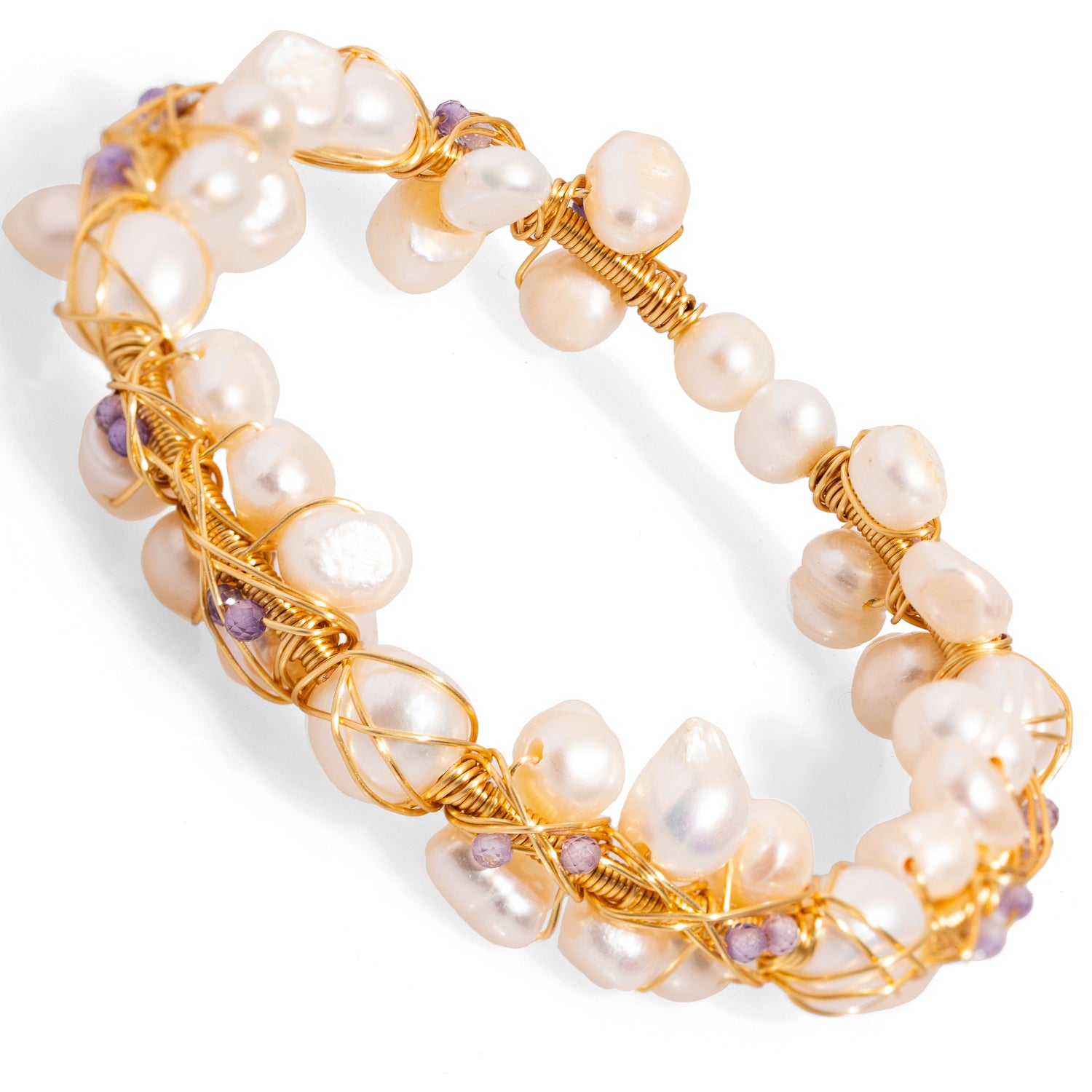 Pearl Beads and Gold Wedding Bracelet for Abundance and Sophisticated Style