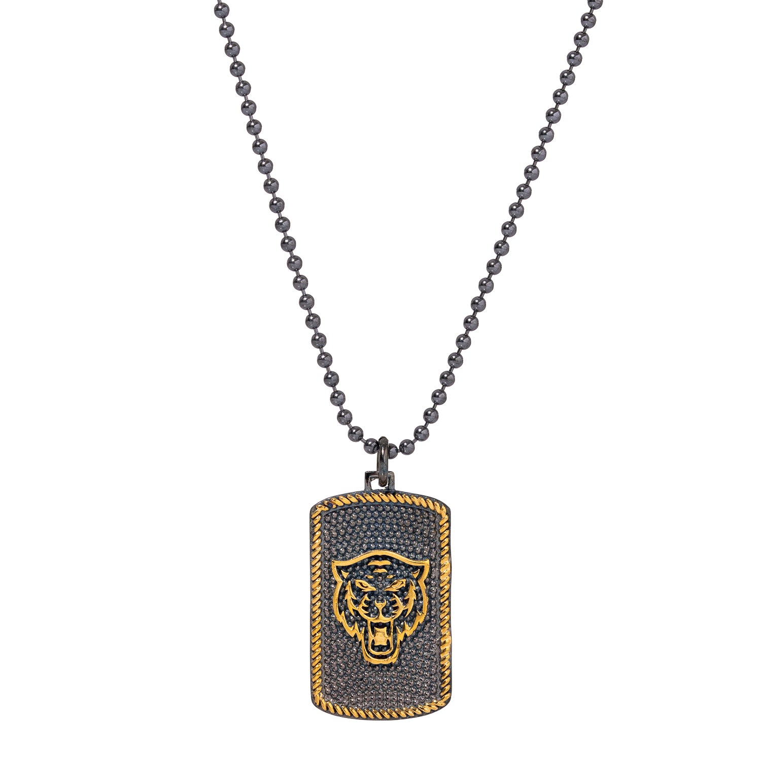 Powerful Lion Medallion Sterling Silver & Gold Chain Necklace