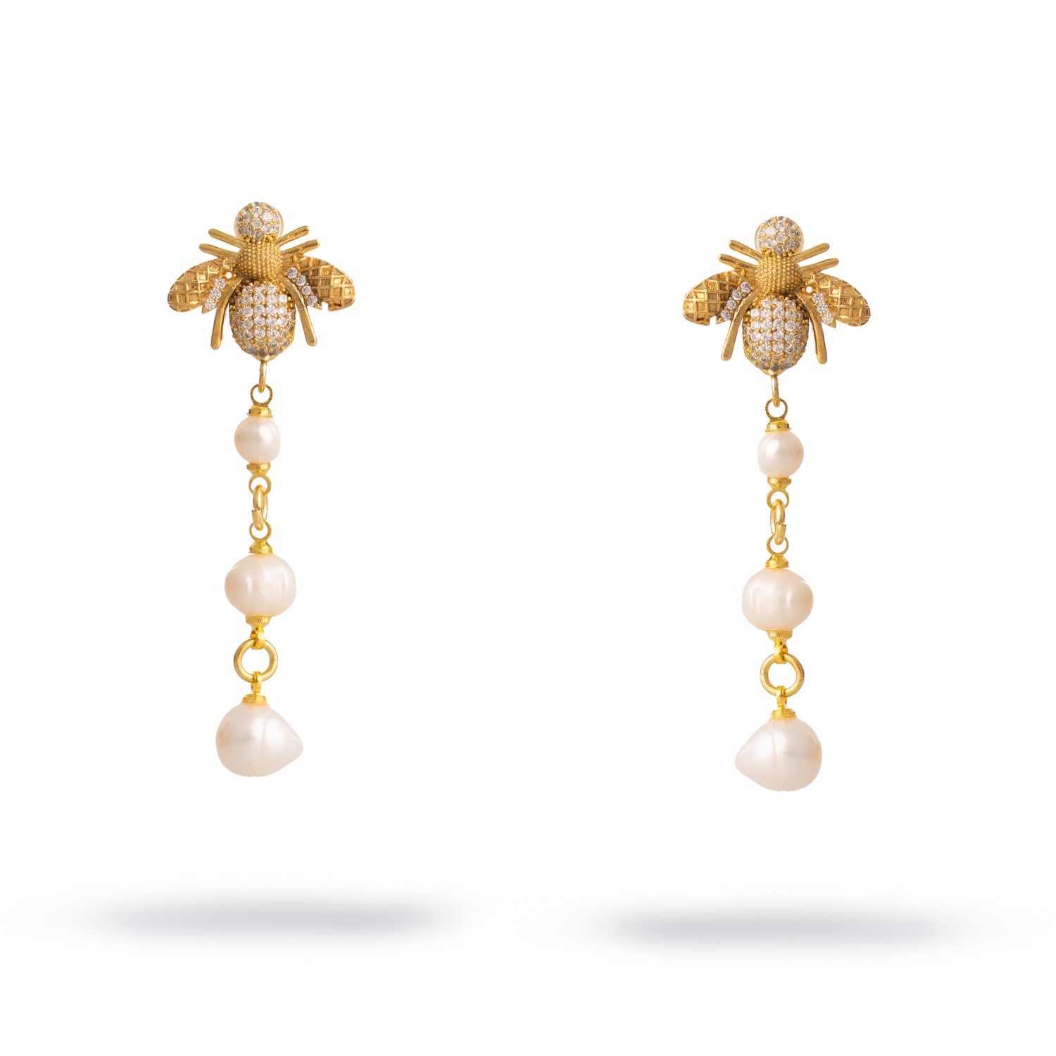Queen Bee Pearl & Diamond Earrings