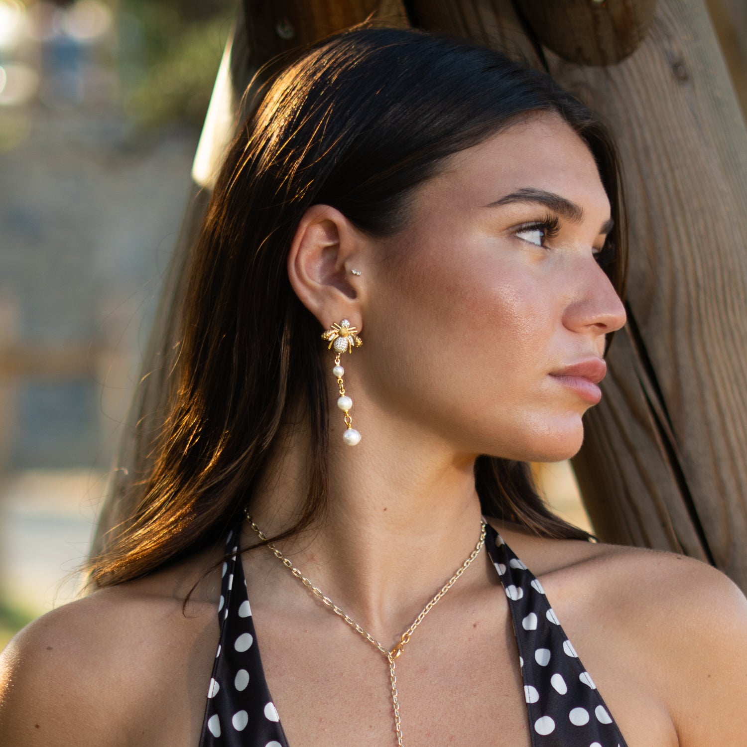 Queen Bee Pearl & Diamond Earrings