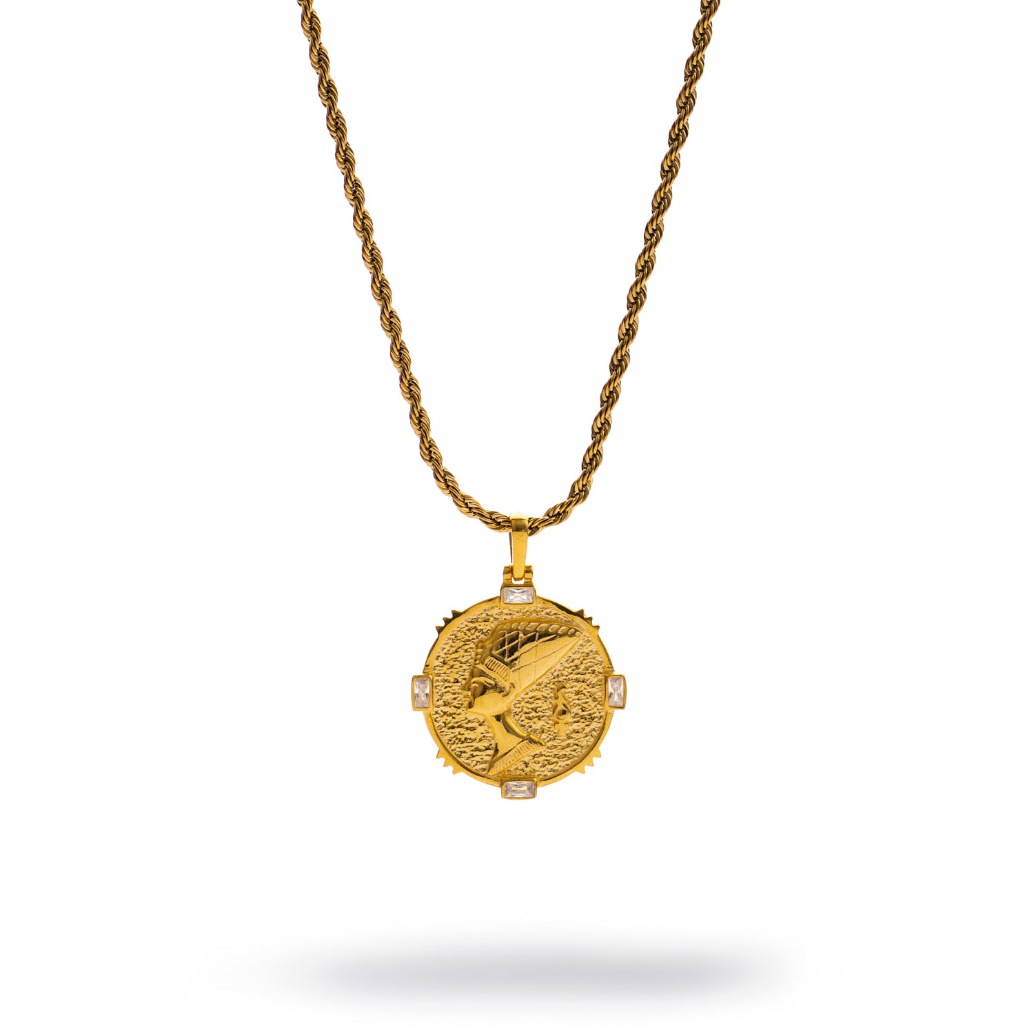 Queen Nefertiti Medallion Gold Necklace