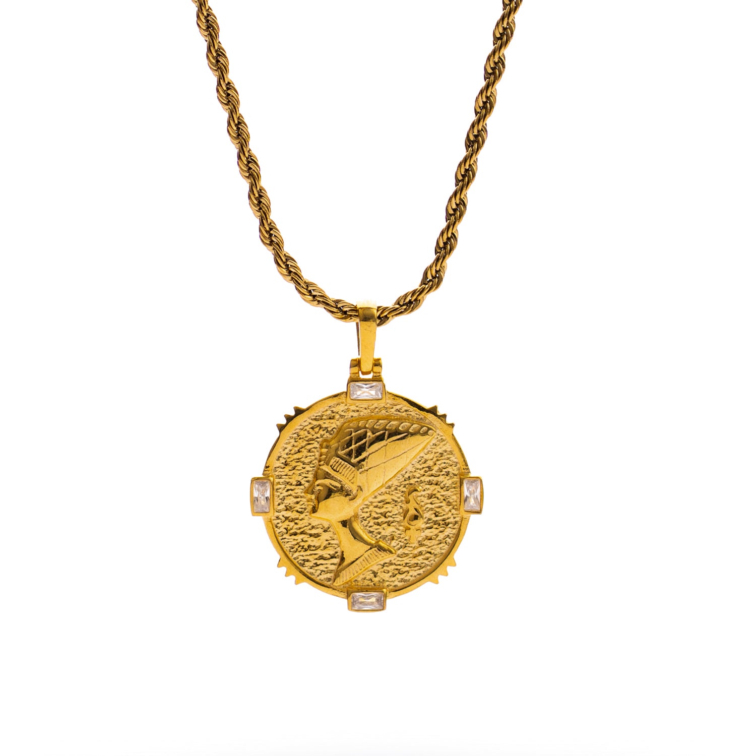 Queen Nefertiti Medallion Gold Necklace