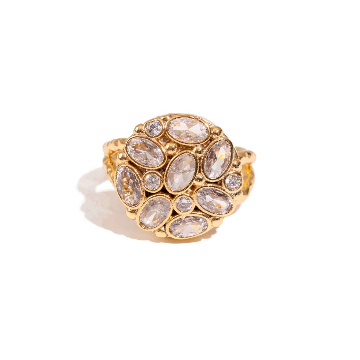 Radiant Cluster Swarovski Crystal Gold Adjustable Ring