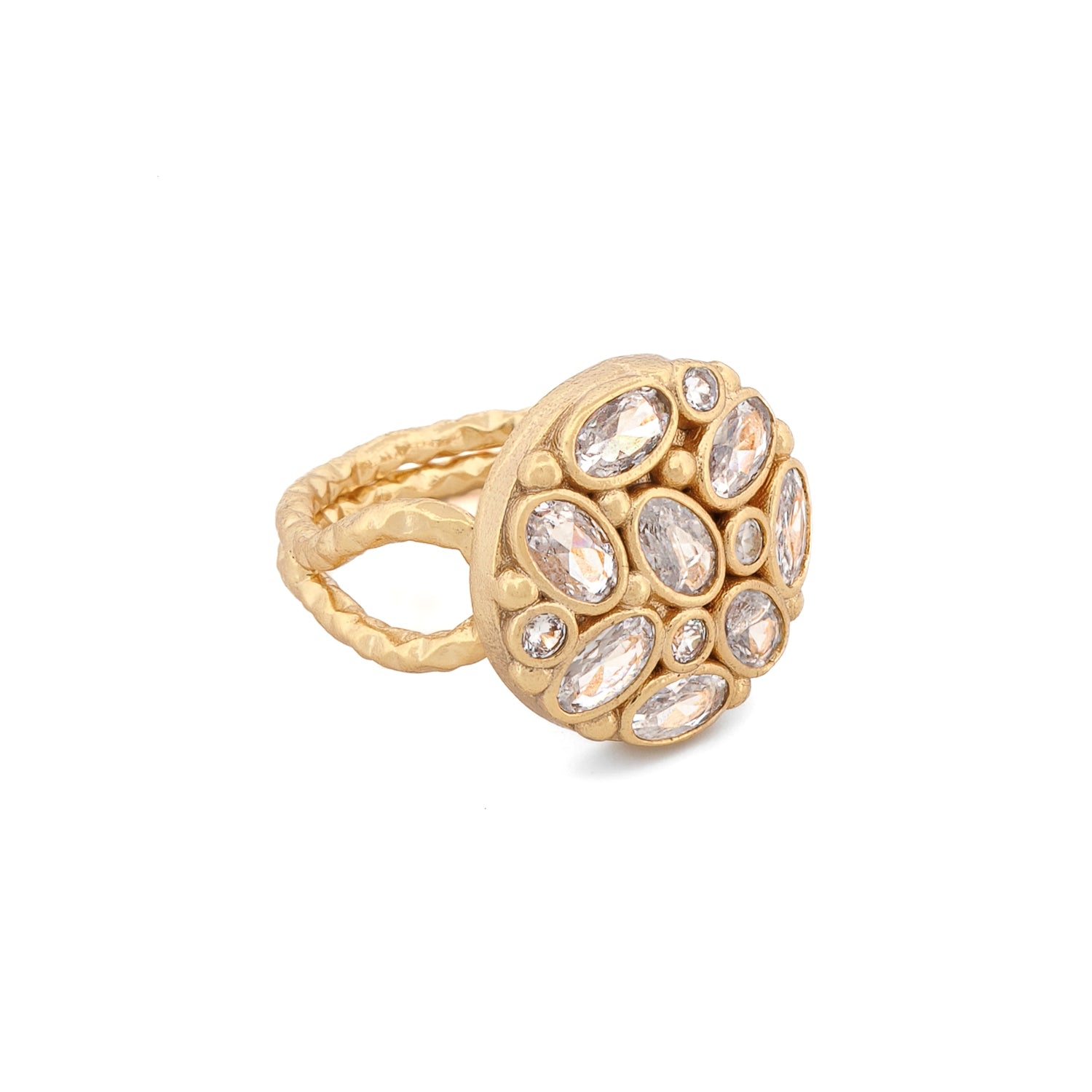 Radiant Cluster Swarovski Crystal Gold Adjustable Ring