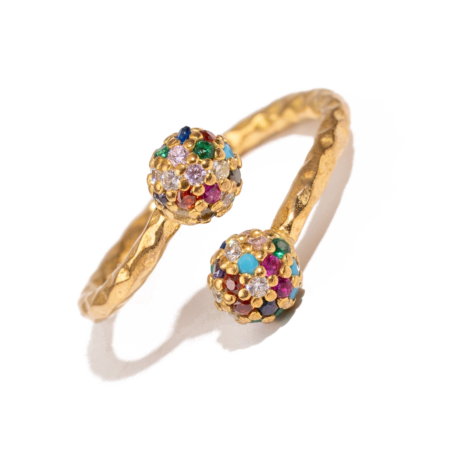 Radiant Duo Multi Gemstone & Diamond Gold Adjustable Ring