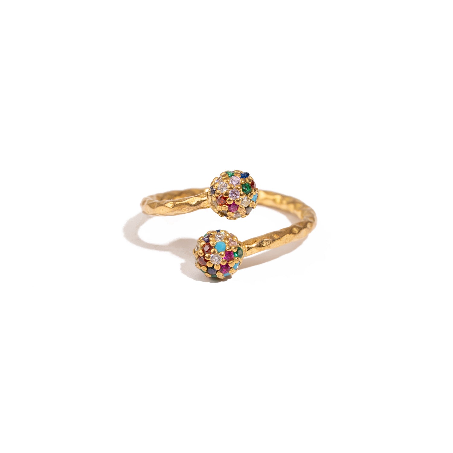 Radiant Duo Multi Gemstone & Diamond Gold Adjustable Ring