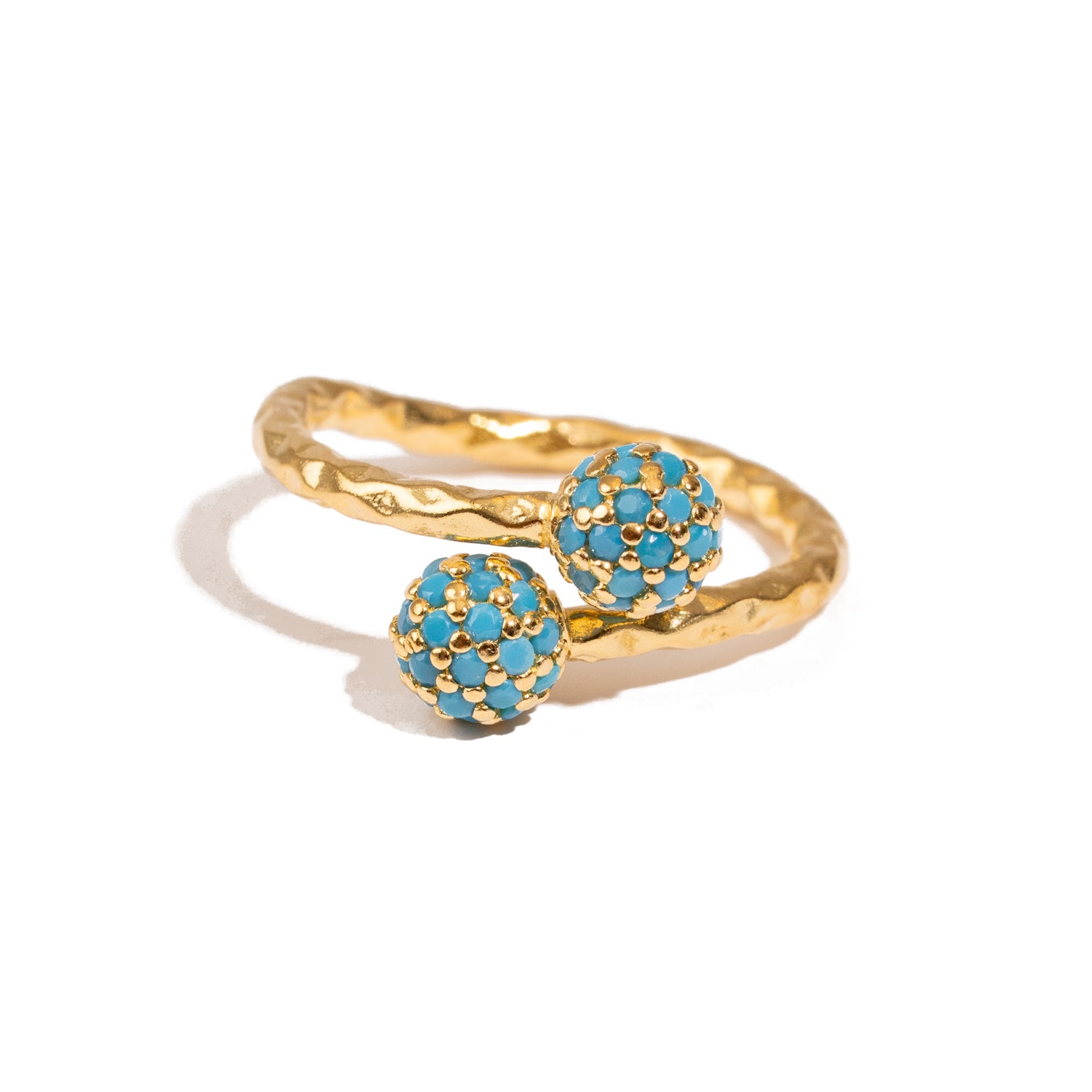Radiant Duo Turquoise Gold Adjustable Ring