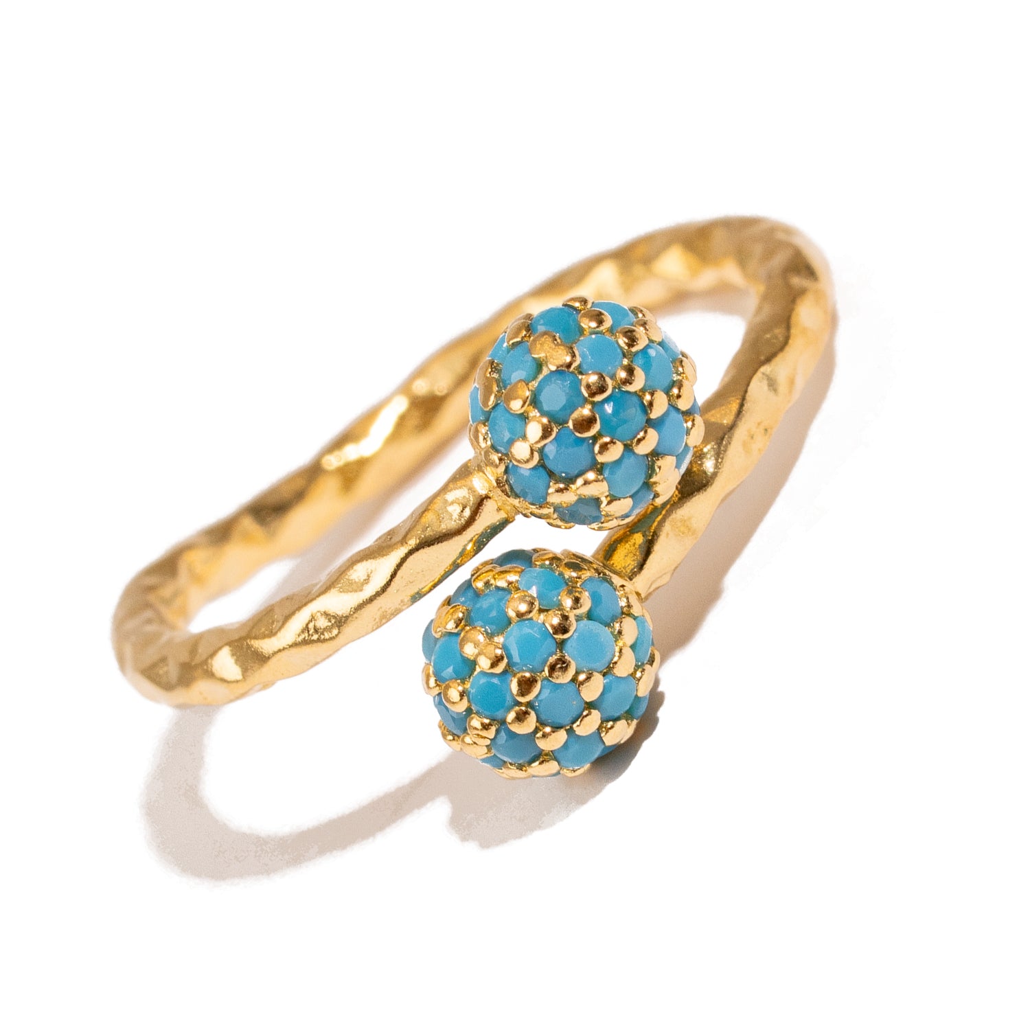 Radiant Duo Turquoise Gold Adjustable Ring