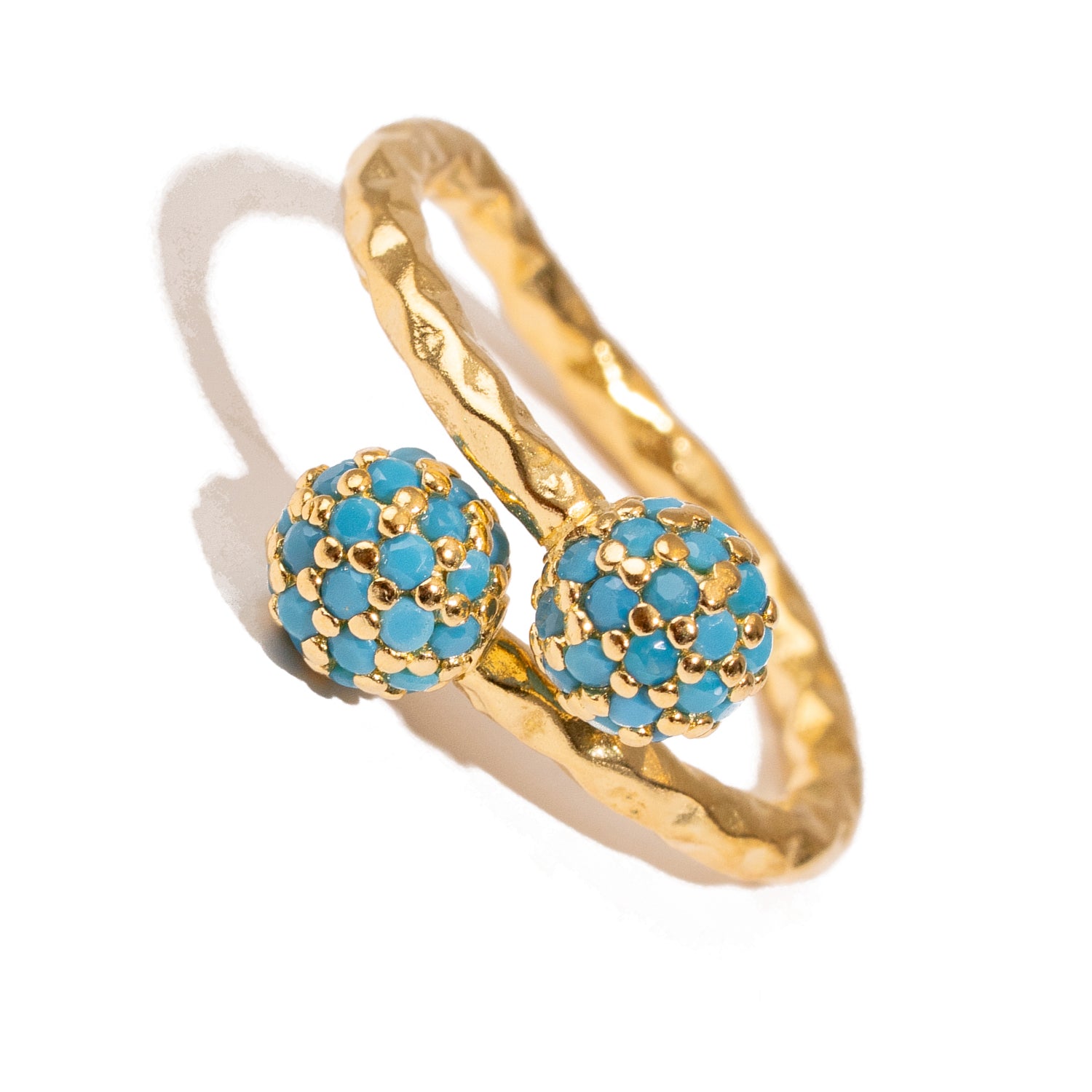 Radiant Duo Turquoise Gold Adjustable Ring