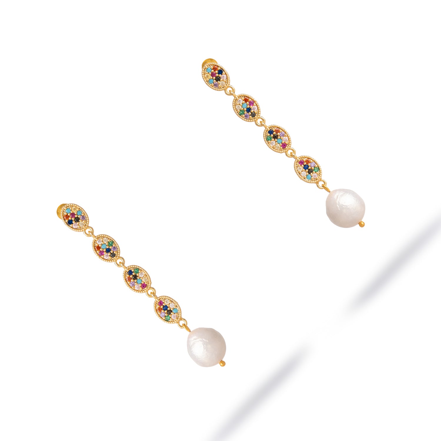 Radiant Gemstone & Pearl Cascade Earrings